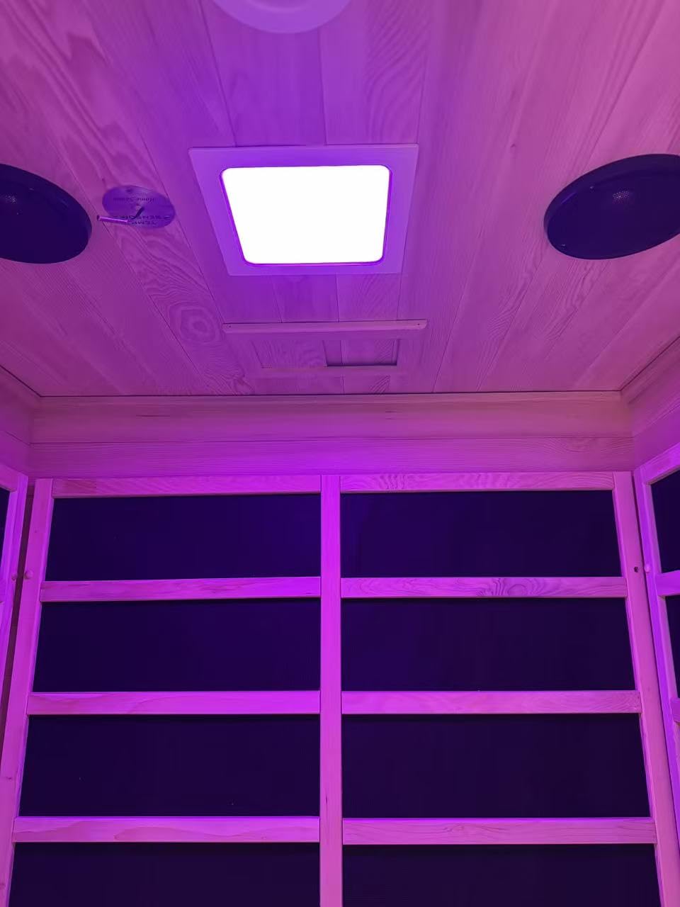 X-Vcak 1-2 Person Infrared Sauna, Dry Heat Sauna with Red Light Therapy, Bluetooth, Radio, 7-Color Therapy Light for Home, Indoor, Gym, Wellness Center, 40″ x 36″ x 73″, Brown customer photo 2