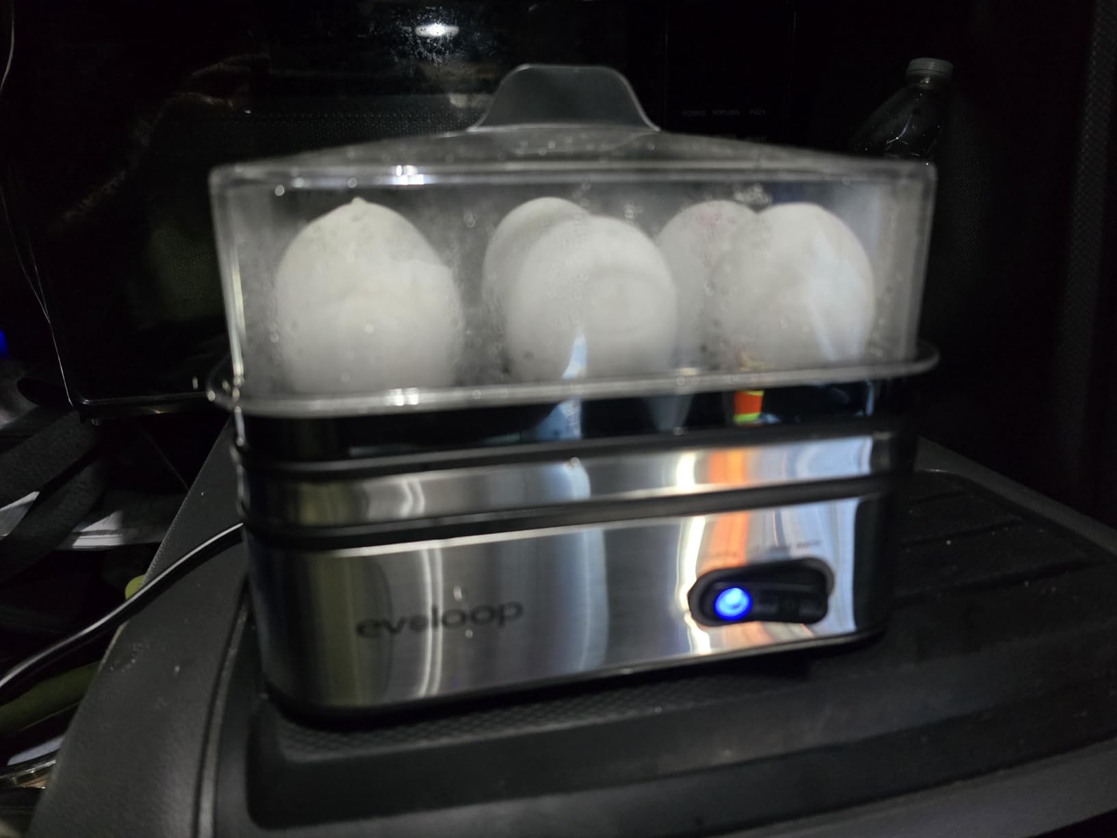 Evoloop Rapid Egg Cooker Electric 12 Eggs Capacity, Soft, Medium, Hard Boiled, Poached, Omelet Maker Egg Poacher & Vegetable Steamer, BPA Free Tray(Grey) customer photo 1