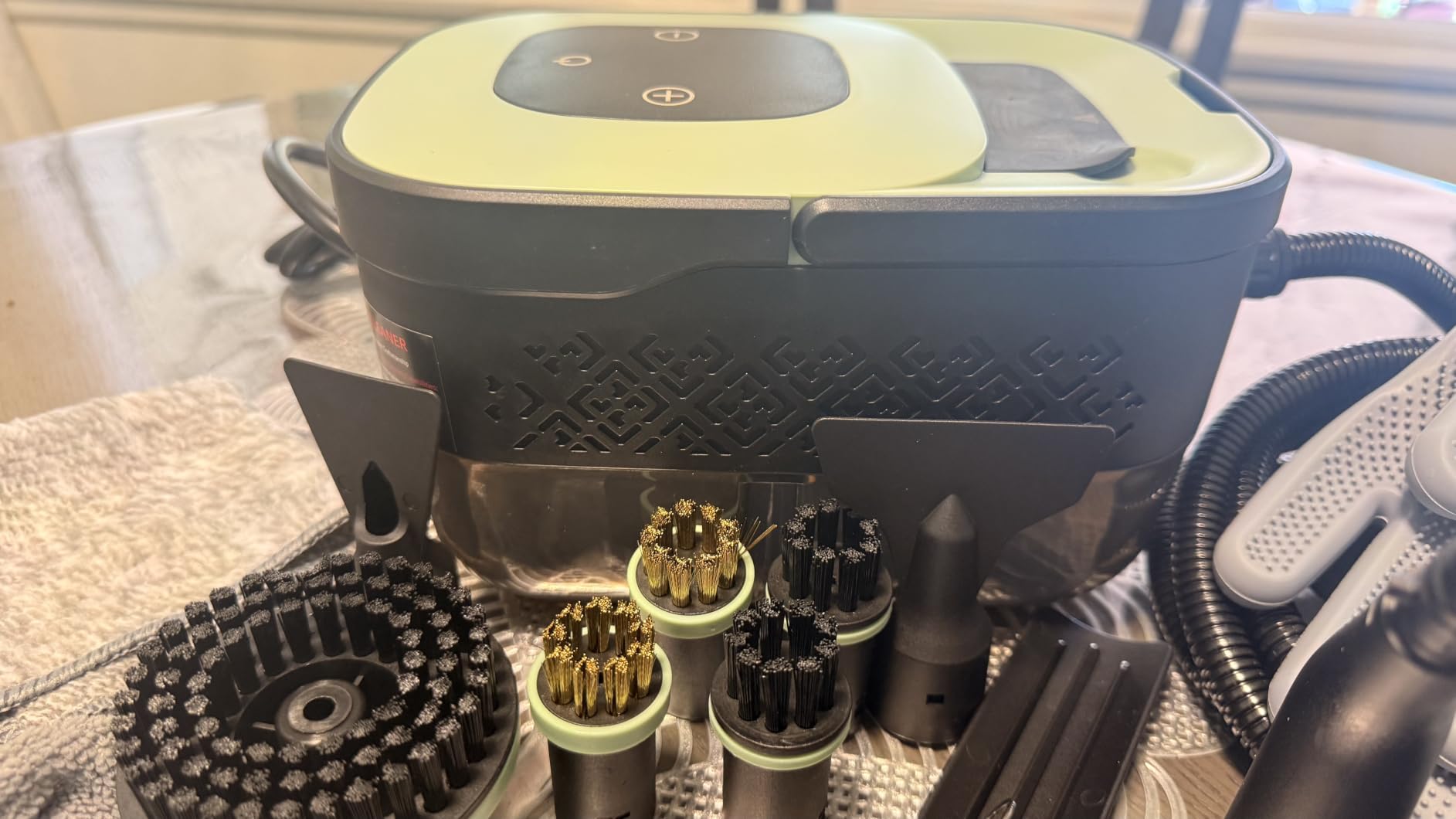 Steam Cleaner, Portable Steamer for Cleaning with 16pcs Accessories, 6-Level Adjustable and 15s Heat-Up, Handheld Steam Cleaner for Home, Tile, Dirt, Grout, Grease, Car Detailing customer photo 2