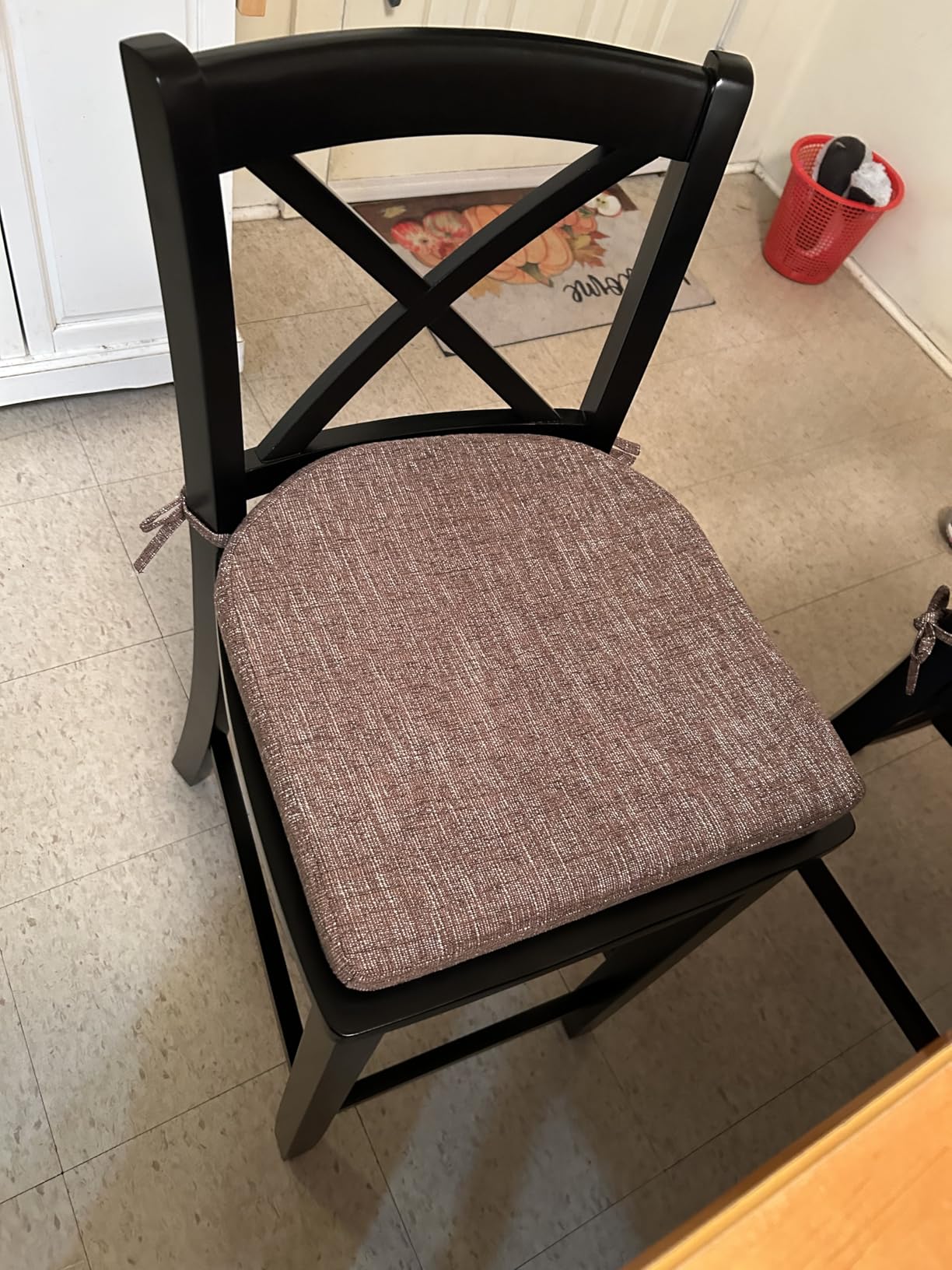 downluxe Indoor Chair Cushions for Dining Chairs,Kitchen Chair Pads with Ties and Non-Slip Backing, 16