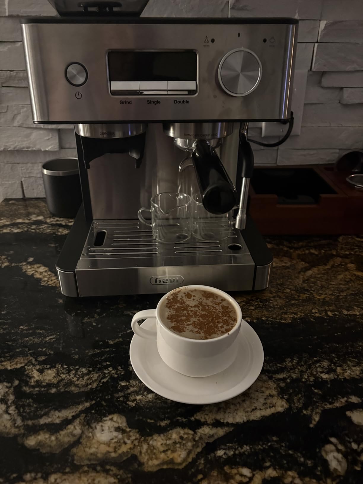 Gevi Dual Boiler Espresso Machine With Built‑In Burr Grinder | 58mm Commercial Portafilter, 31 Grind Levels, Stainless Steel Steam Wand, Sterling Silver for Home Barista Brewing customer photo 2
