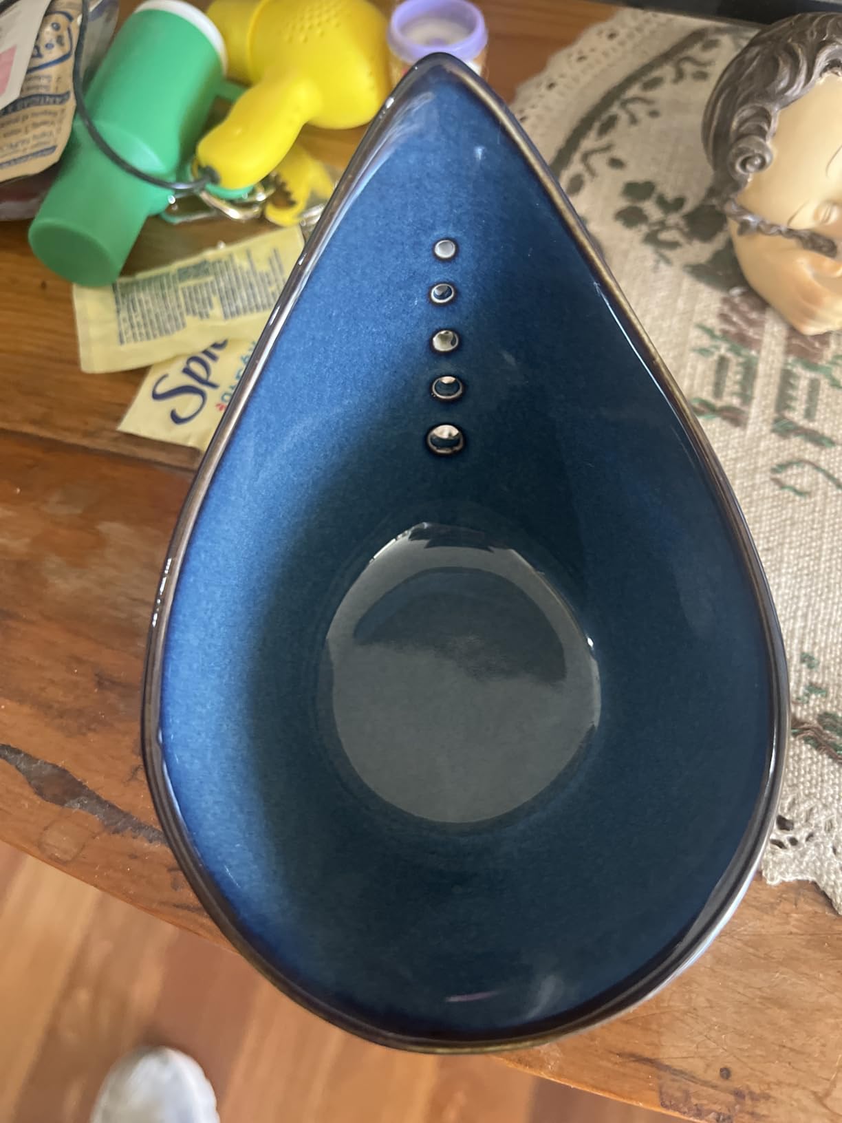 Herb Stripper Bowl, Ceramic Herb Peeling Bowl, Herbs Leaf Stripping Tool | Kitchen Pottery Herb Peeler for Thyme, Basil, Rosemary, Parsley, Oregano, Cilantro Stripper, Speckled glaze (White) customer photo 2