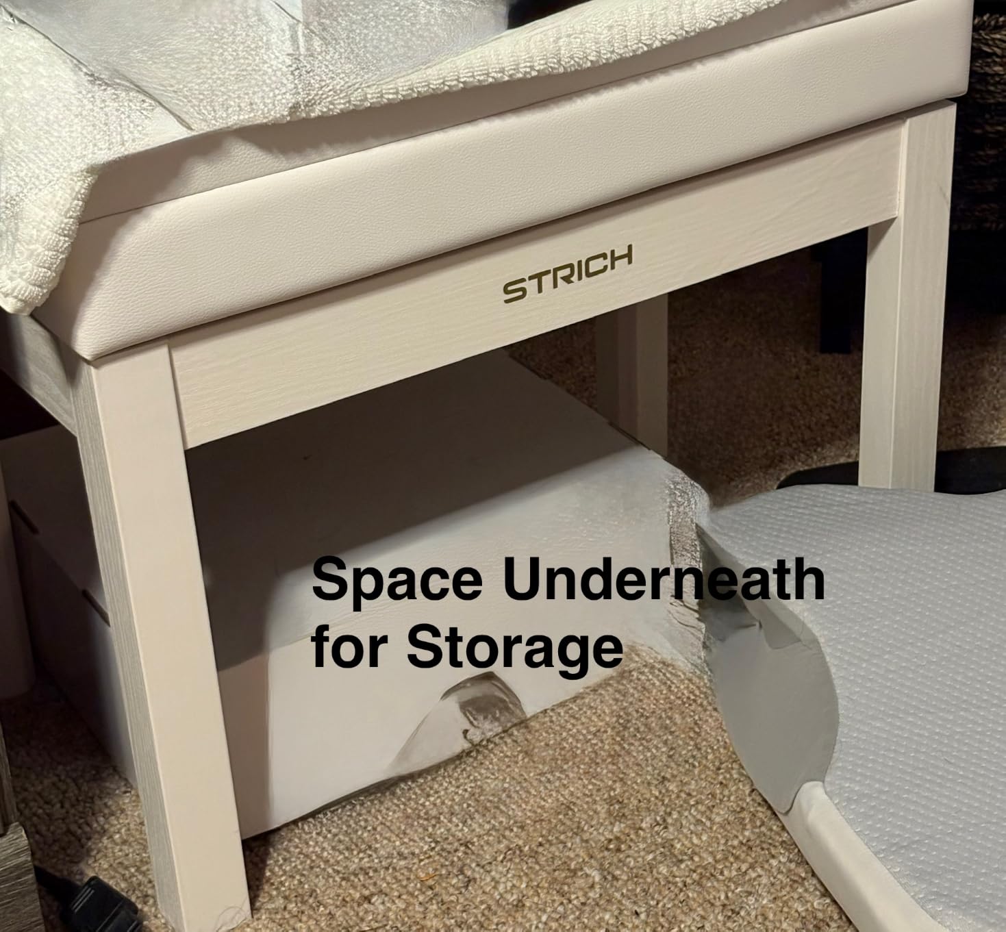STRICH Adjustable Piano Bench with Storage, Wooden Keyboard Bench with Bookcase Stool Chair Seat with High-Density Sponges Cushion for Piano Shop Music School Studio, White, SPB-20 customer photo 2