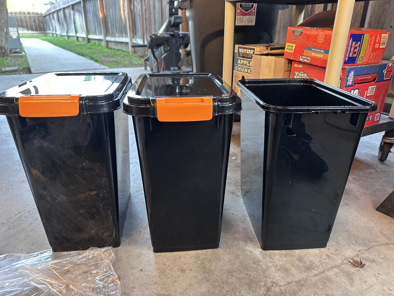 Maxdot 2 Sets 33lb Dry Pellet Storage Bin Pack with Scoops and Labels Grill Accessories Wood Pellet Storage Containers with Flavor Stickers Airtight for Grill Pellets customer photo 1