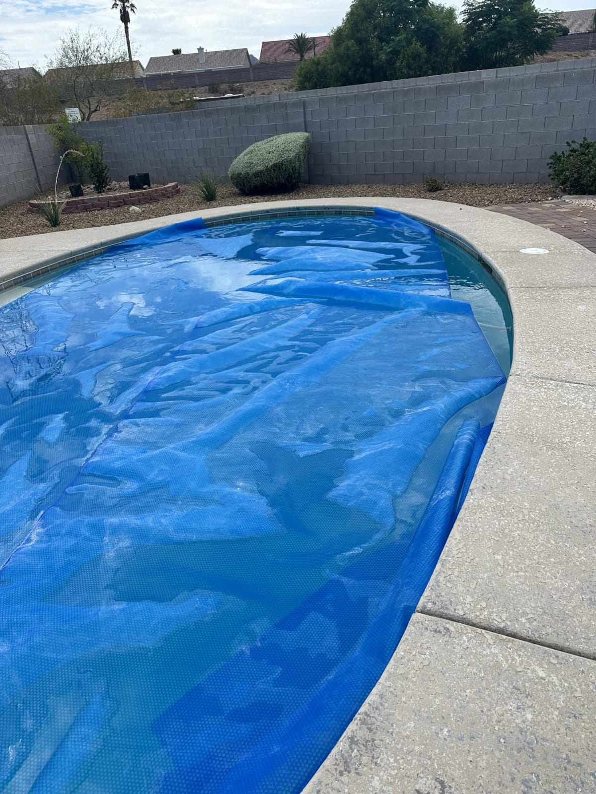 VEVOR Solar Pool Cover 32 x 16 ft 16 Mil Pool Bubble Cover Blue & Black customer photo 1