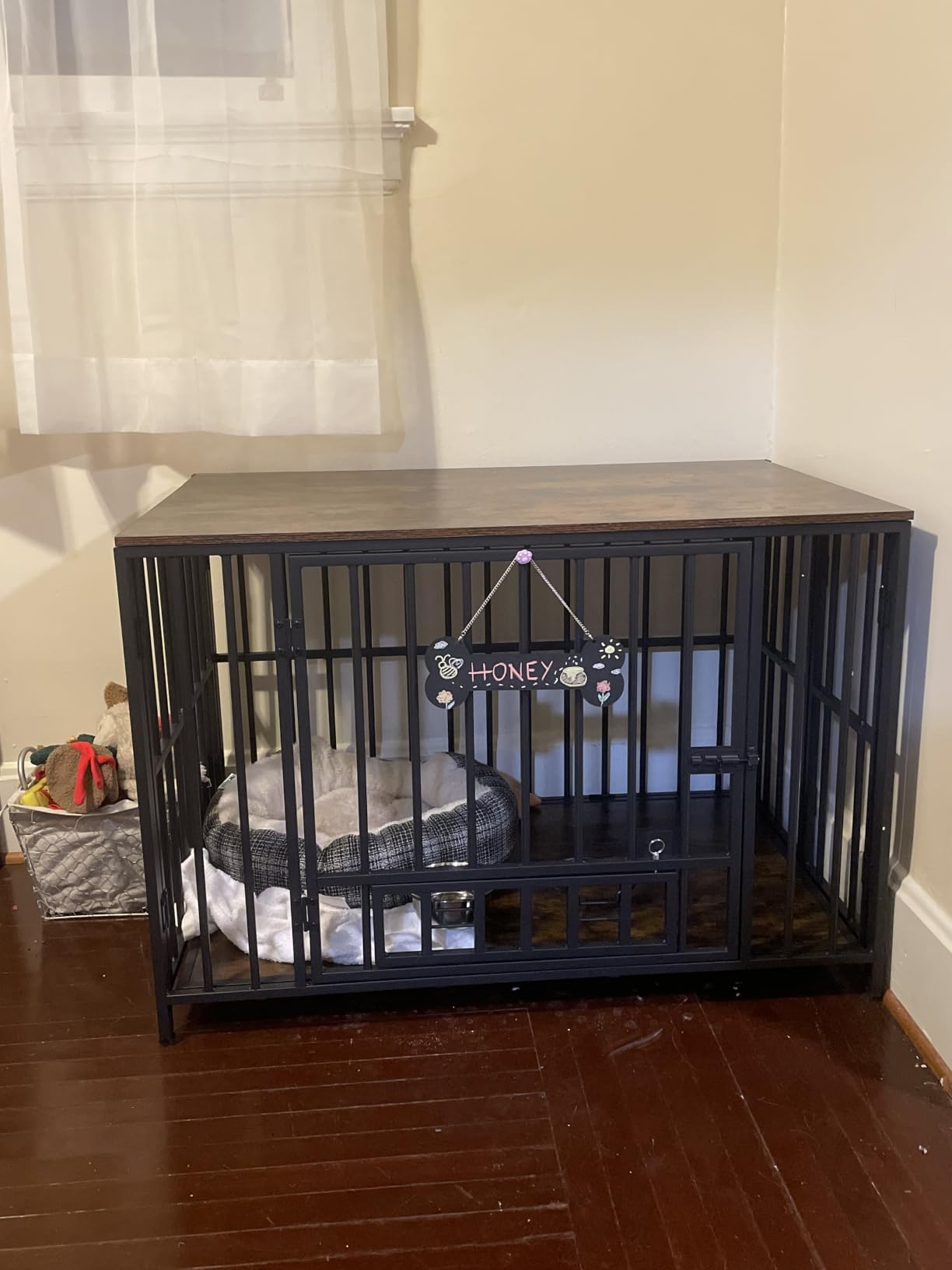 Easycom Foldable Dog Crate Furniture for Large Dogs 35-60 lb, Rustic Brown customer photo 1