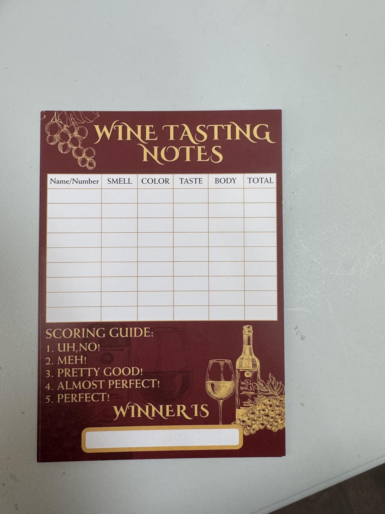 30 Pcs Wine Tasting Scorecards, 7.09 × 4.9 Inch Wine Tasting Notes Cards, Thick Cardstock Blind Tasting Party Supplies for Wine Night and Tasting Events customer photo 2