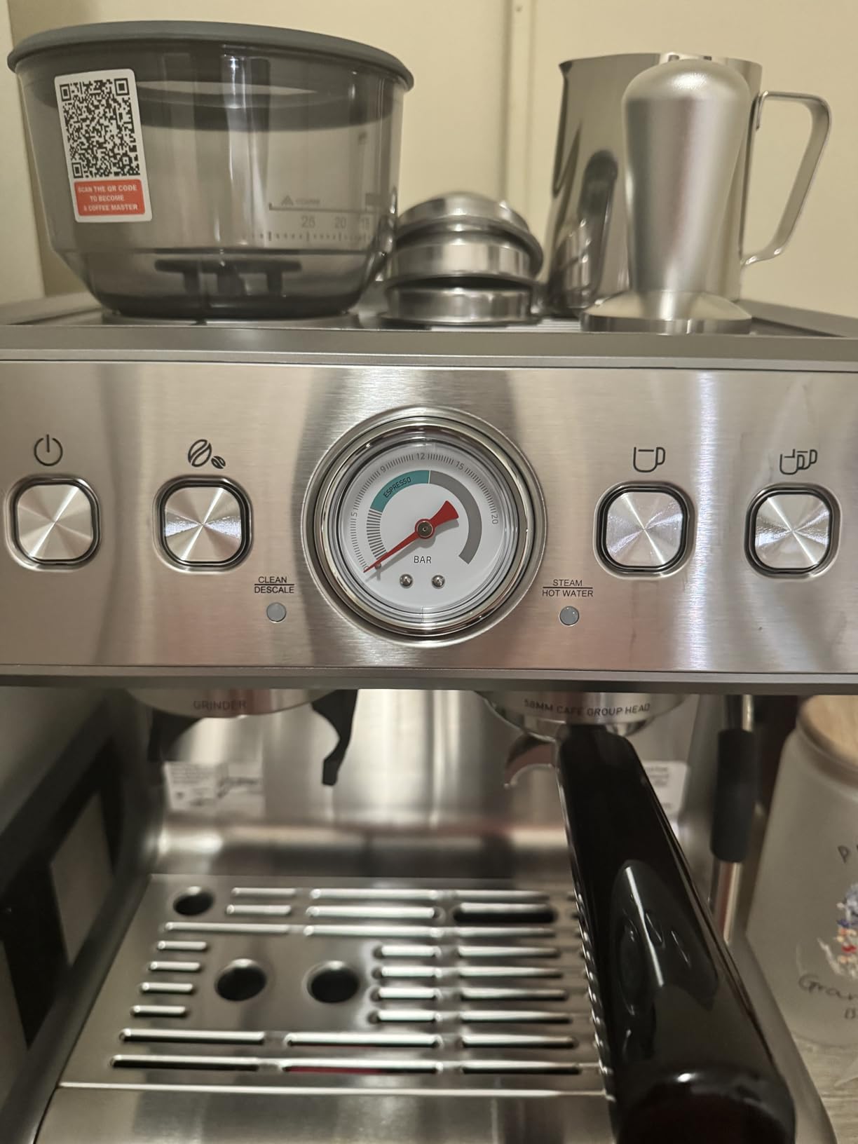 Electactic 15 Bar Espresso Machine with Grinder & Milk Frother, 58mm Expresso Coffee machines, Stainless Steel Coffee Maker for Cappuccino and Latte, Perfect for Home and Café Use-Dual Boiler customer photo 1