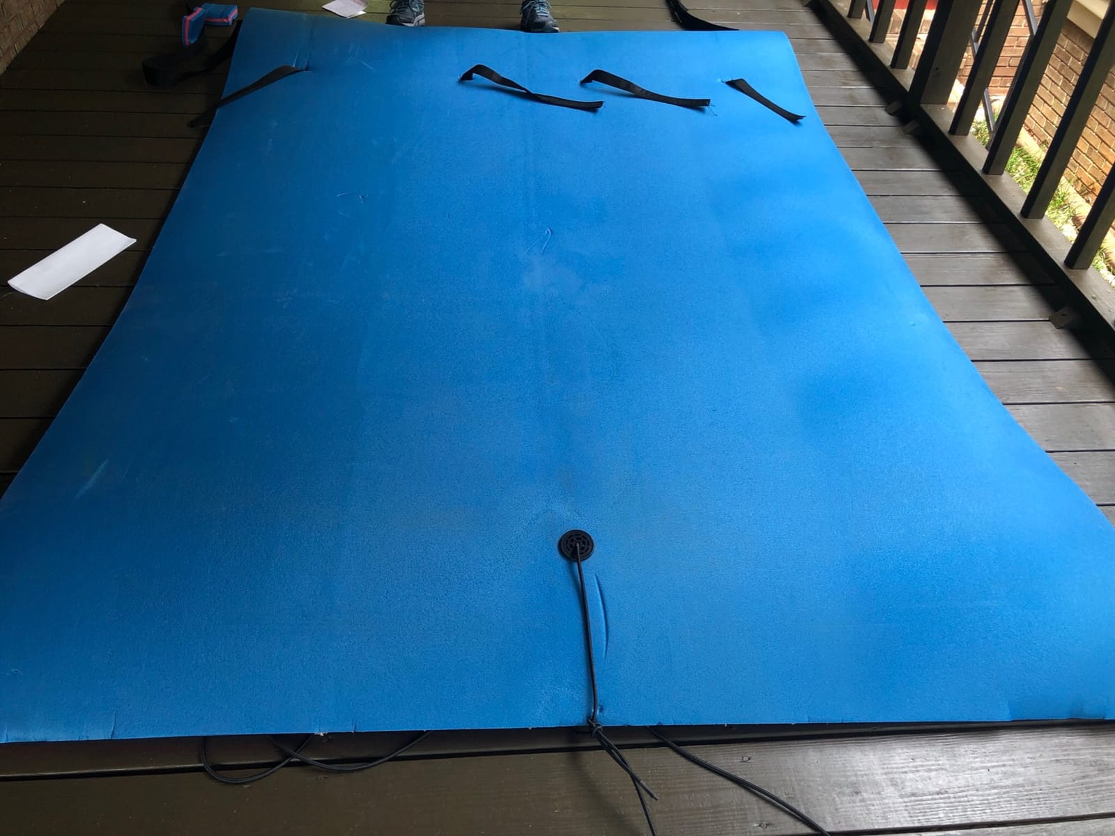 Max4out Water Floating Mat 9/12/18 FT Foam Lake Floats Floating Foam Pad Lily Pad for Water Recreation and Relaxing Lily Mat for Family Floating Pad for Pets Pool Float for Party (Blue/Yellow) customer photo 1