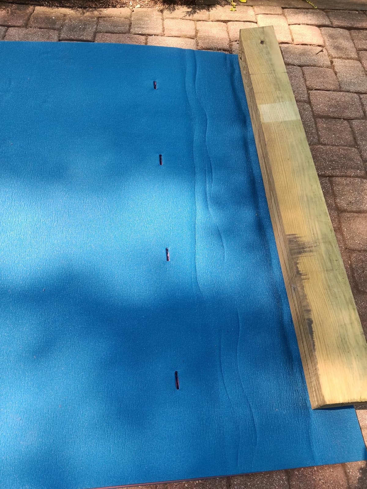 Max4out Water Floating Mat 9/12/18 FT Foam Lake Floats Floating Foam Pad Lily Pad for Water Recreation and Relaxing Lily Mat for Family Floating Pad for Pets Pool Float for Party (Blue/Yellow) customer photo 2
