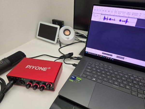 Audio Interface, 2X2 24-bit/192kHz Interface for High-Fidelity, Studio Quality PC/Mac/iOS Recording, XLR/TRS Combo Input, Monitor Mix/Loopback Function, One-Cable Setup(Alloy Red) customer photo 2