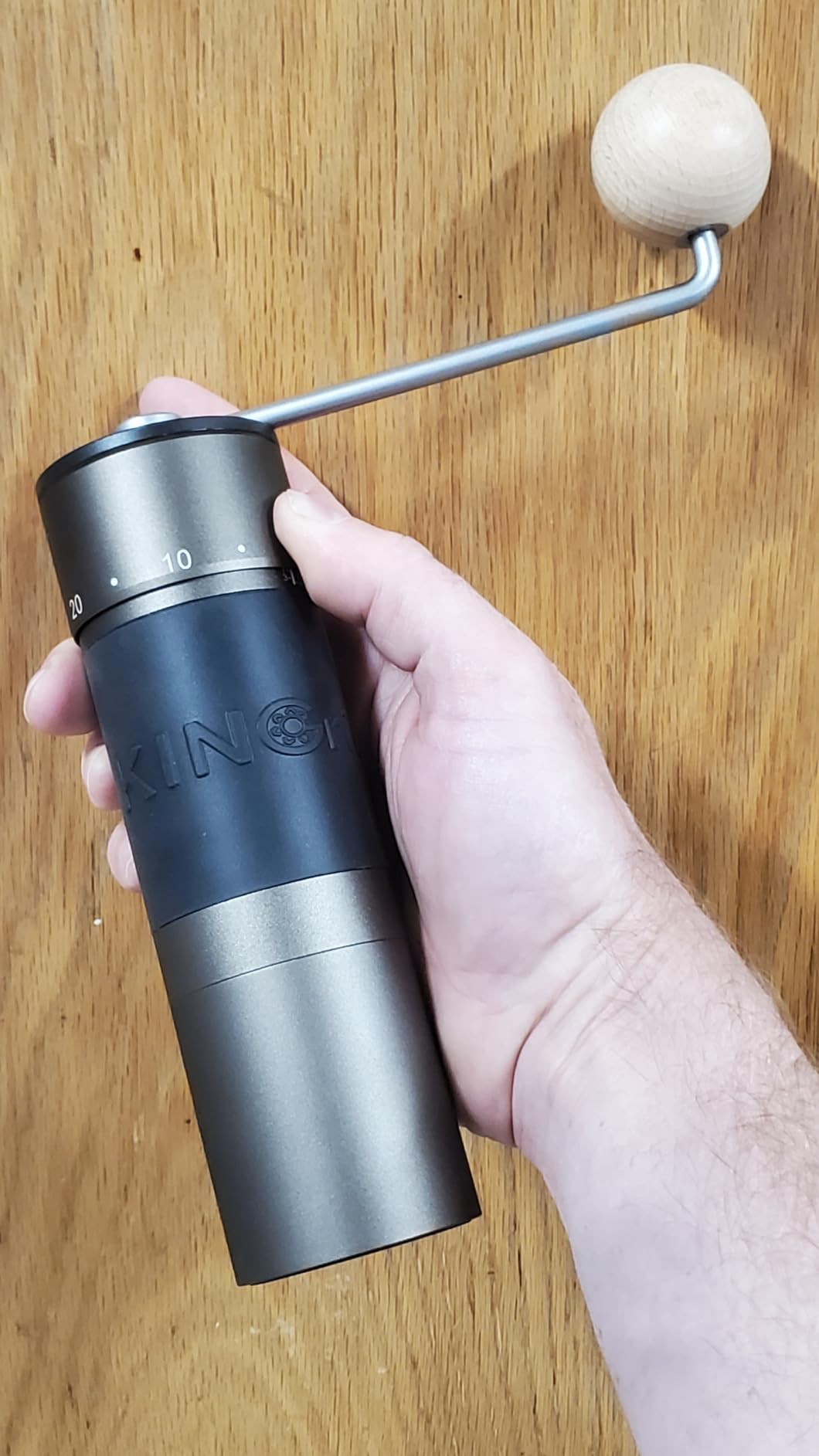 【Sliver】KINGrinder K6 Manual Coffee Grinder Straight Handle Stainless Burr customer photo 1