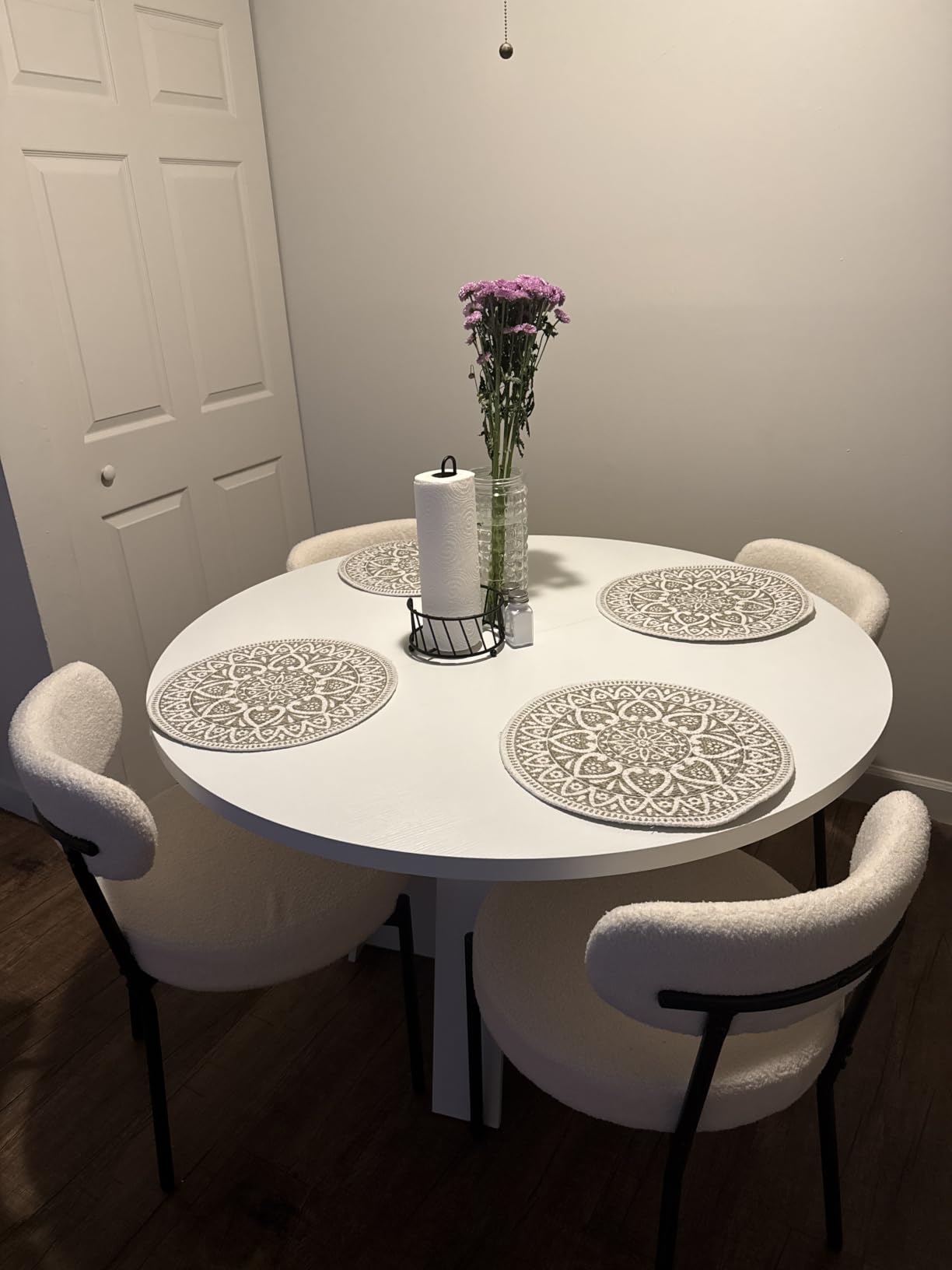 iPormis 43.3in-59in Extendable Round Dining Table for 4-6, Modern Wooden Kitchen Table for Dining Room, Adjustable Size Oval Circle Dinner Tables Furniture for Kitchen Living Room, Walnut Brown customer photo 2