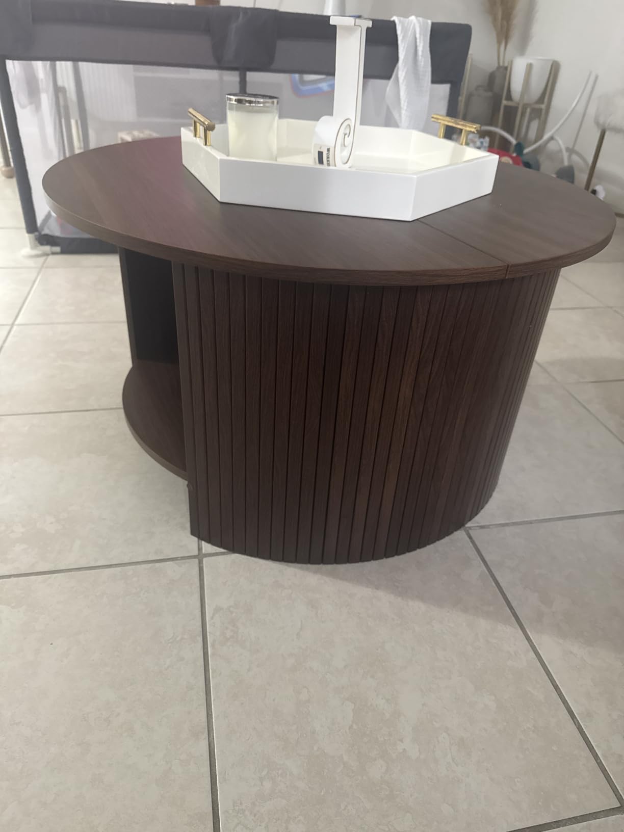 Round Coffee Table with Storage, 31.5