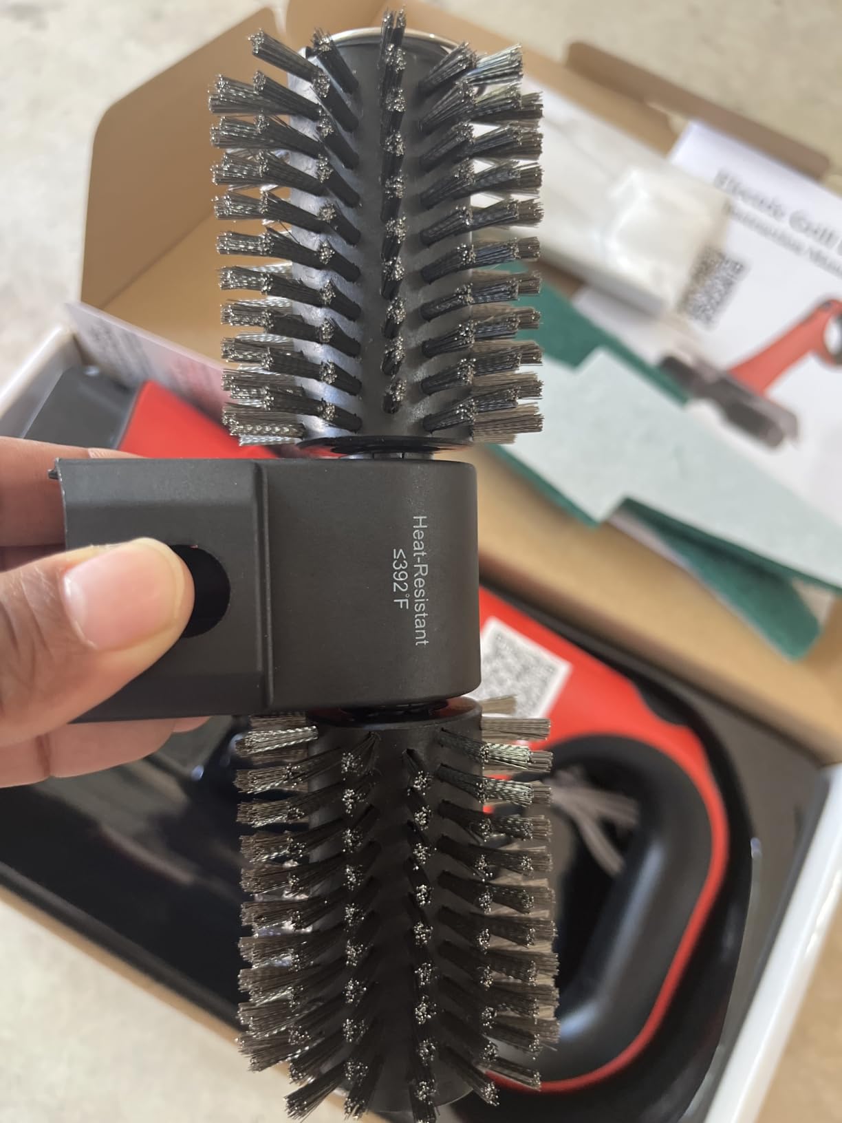 Electric Grill Brush for Outdoor Grill, Cordless BBQ Grill Cleaner with Dual Rotating Heads, 450 RPM Motorized Grill Cleaning Brush with Forward & Reverse, 6-Piece Replaceable Brush Set customer photo 2