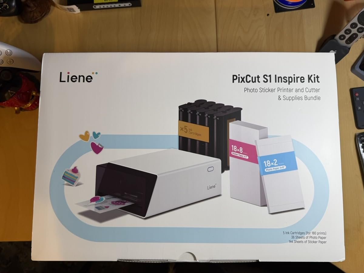 Liene PixCut S1 Inspire Kit - All-in-One Color Sticker Printer & Cutting Machine, Thermal Dye-Sublimation Photo Printer, 300 DPI, Color Label Maker with 180 Sheets (36 Photo + 144 Sticker Paper) customer photo 1