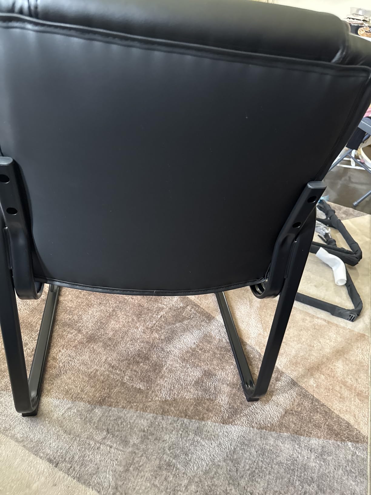 Sweetcrispy Waiting Room Chairs, Office Guest Chairs for Reception | Stationary No Wheel, Comfy Padded Arms, Sled Base, Conference Room Lobby Bedroom Elderly, Deep Black customer photo 2