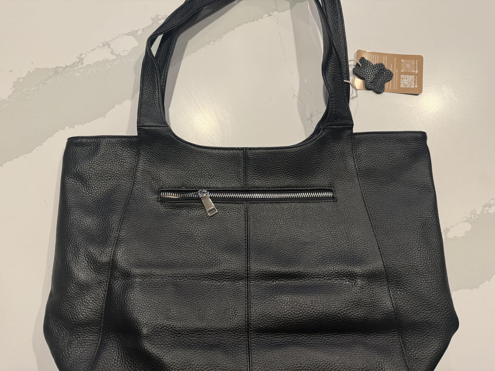 Soft Genuine Leather Tote Bag for Women Work with Zipper Slouchy Bags | Real Leather, Slouchy Shoulder Bag, Cup Holder, Travel Purse, Handbag for Daily & Travel, Zipper Tote Bag customer photo 2