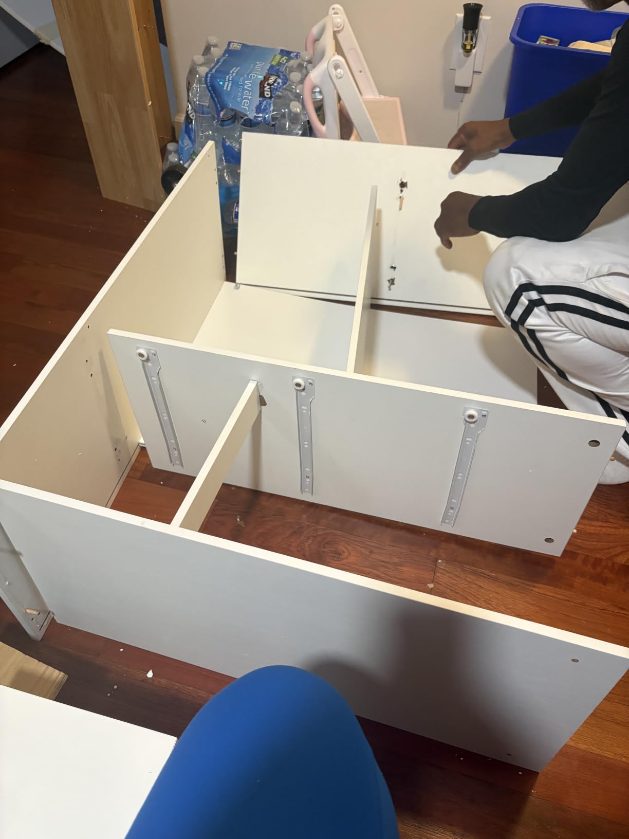 Shintenchi Kitchen Island with Folding Drop Leaf, Rolling Island Table with Storage, Kitchen Cabinet on Wheels with Seating Area for Kitchen, Bar Cart with Cabinet, White customer photo 1