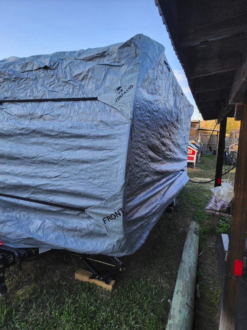 VINPATIO RV Cover 20-22ft: 9 Layers Heavy Duty RV & Trailer Cover, Travel Trailer Cover, Camper Cover, Toy Hauler Cover with Extra Windproof Straps, Tongue Jack Cover, Gutter Covers customer photo 2
