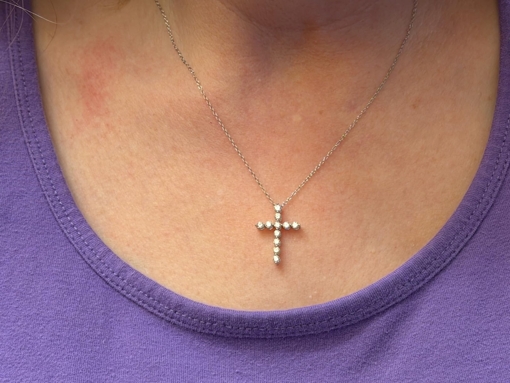 GILDED 1/2-1 ct. T.W. Lab Grown Diamond (SI1 Clarity, F Color) and Sterling Silver & 14KT Gold Plated Silver Cross Pendant with an 18 Inch Spring Ring Clasp Cable Chain customer photo 2