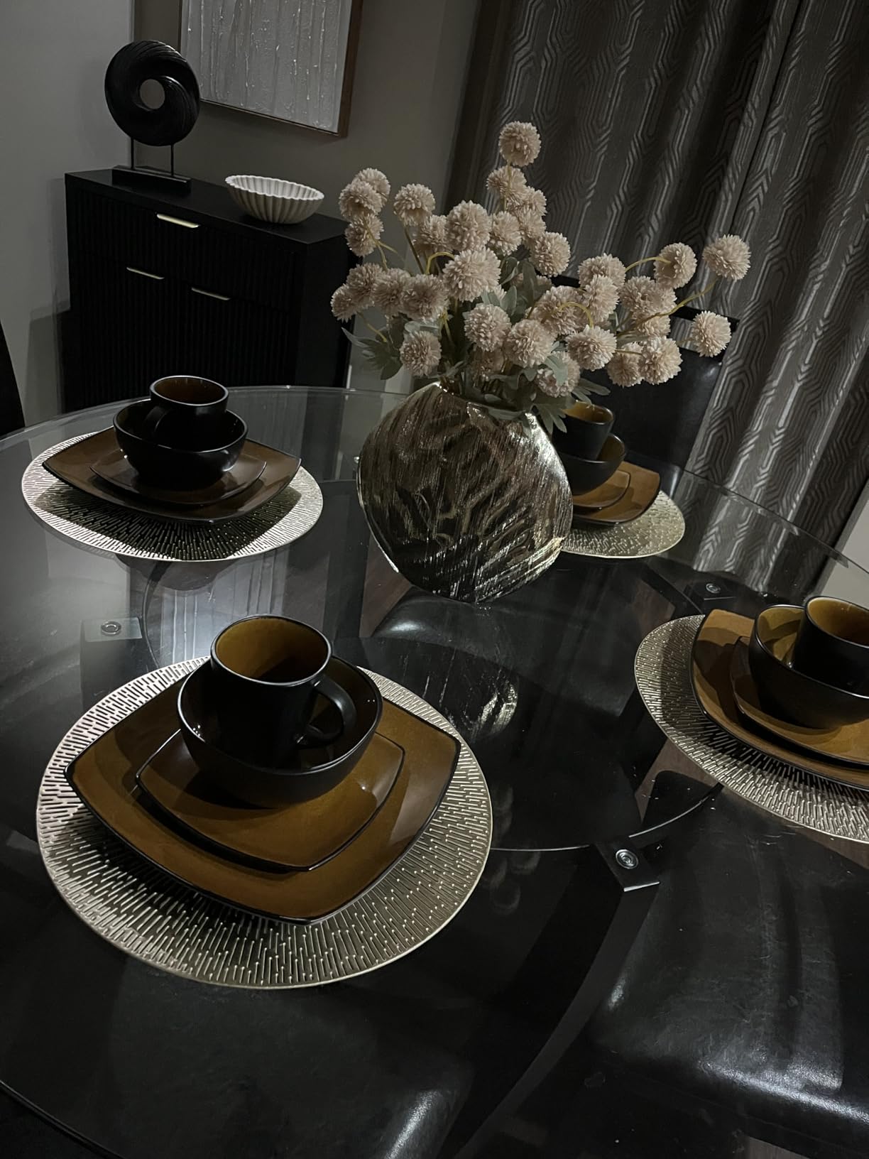 Gibson Elite Island Bay 12-Piece New Bone China Dinnerware Set Service for 4, Reactive Glaze Plates and Bowls, Dishwasher and Microwave Safe, Cream and Green customer photo 1