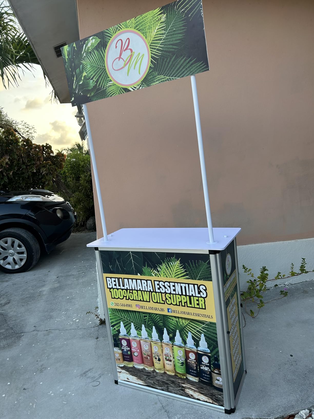 VEVOR Folding Portable Bar Table, 43.3 x 15.2 x 34.8 in, with Carry Bag, Storage Shelf, and Detachable Skirt, Quick and Easy Setup, Foldable Mobile Bartending Station for Events, Party, Tradeshow customer photo 2