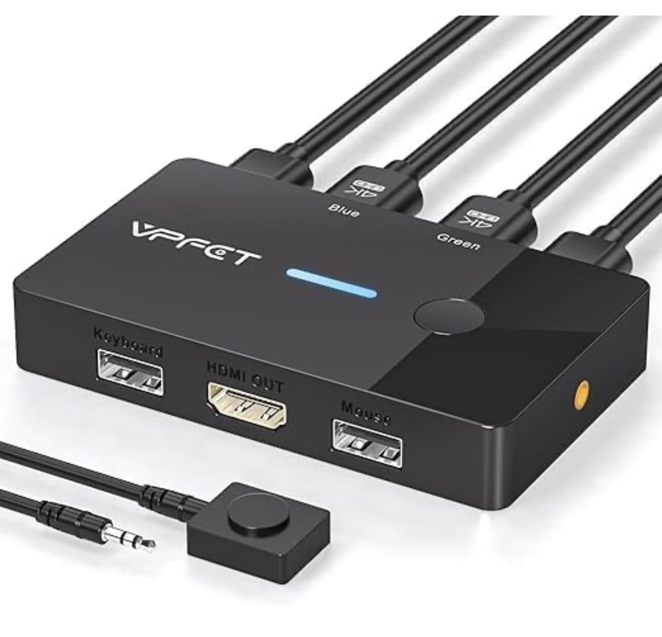 HDMI KVM Switch 1 Monitors 2 Computers 4K@60Hz USB KVM Switches 2 Ports for 2 PC Sharing Single Monitor and Keyboard Mouse with Wired Extend Controller Plug and Play customer photo 2