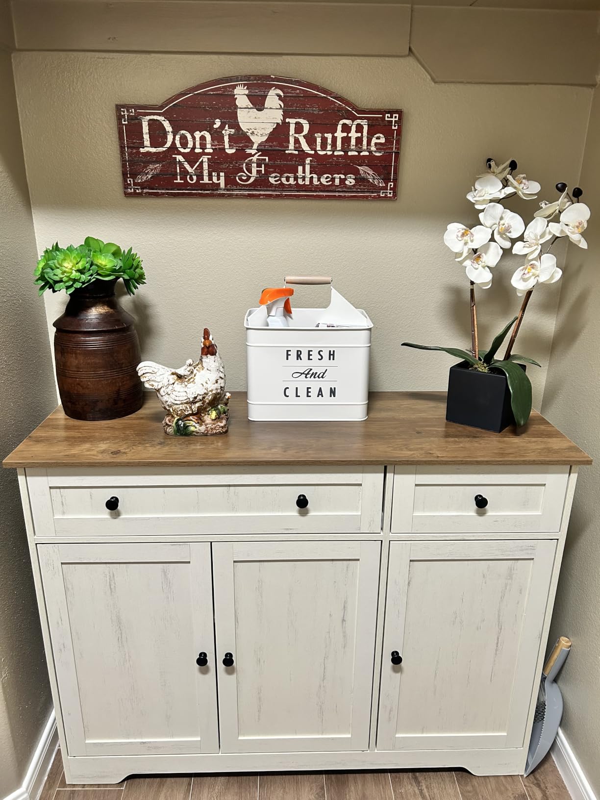 VASAGLE Buffet Cabinet, Sideboard, 3 Doors, 42.1 x 15.8 x 31.8 Inches customer photo 1