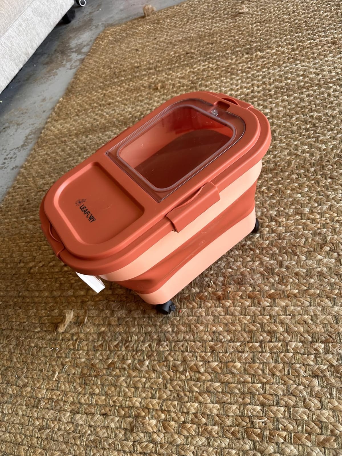 Wood Pellet Storage Container 30-40lbs, Wheeled Bin with Clear Window customer photo 1