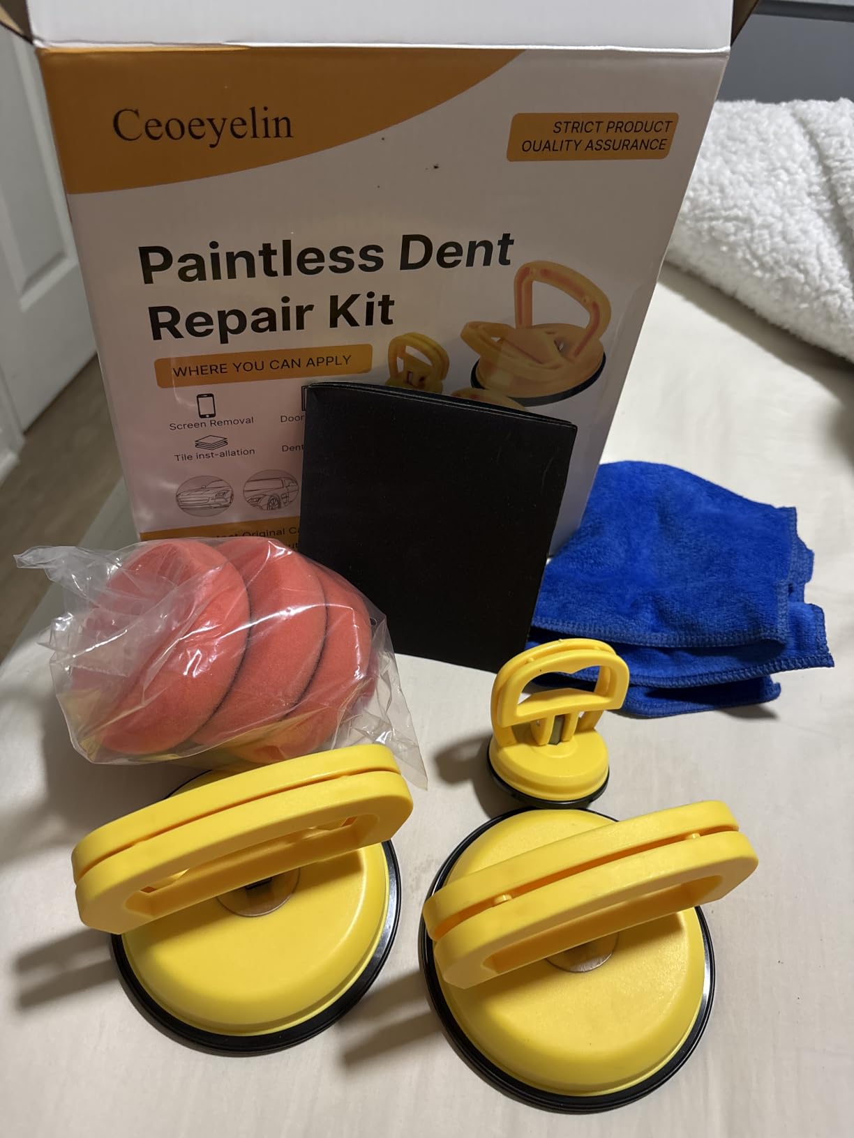 9 Pack Powerful Car Dent Puller Kit, Multi-Function Suction Cup Dent Remover Tool for Auto Body, Screen, Tiles Lifting & Objects Moving customer photo 2