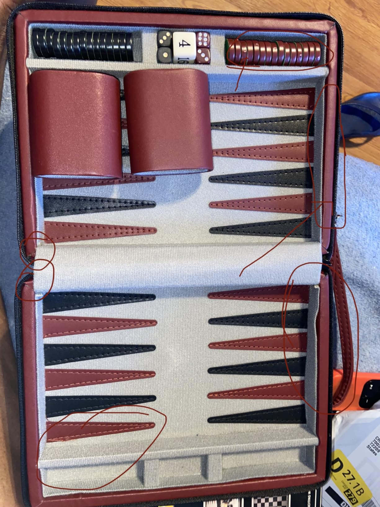 WE Games Backgammon Set, Board Games for Adults - Travel Games - Magnetic with Navy Blue Leatherette Backgammon Board and Carrying Strap - Travel Backgammon Sets for Adults customer photo 2