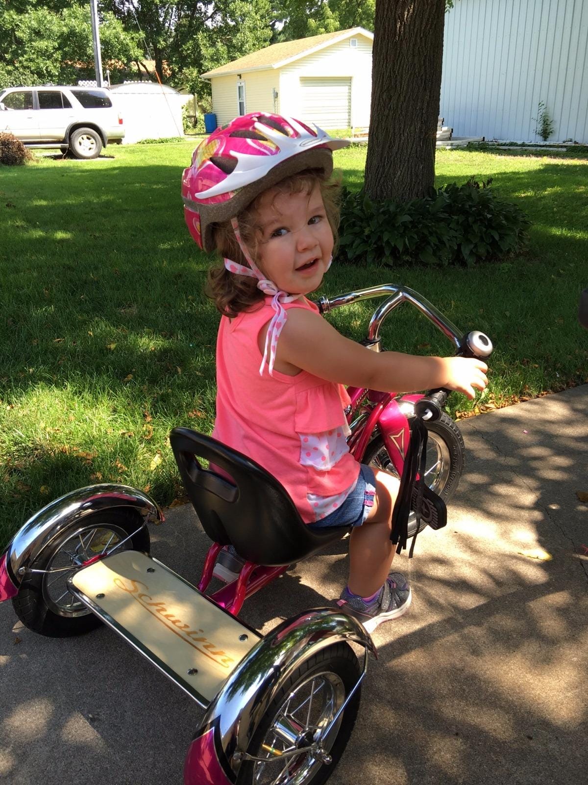 Schwinn Roadster Tricycle, 12 Inch Front Wheel Bike for Kids Ages 2-4, Low Center of Gravity, Retro Steel Frame, Adjustable Seat Grows with your Child, Rear Deck, Tricycle for Toddlers customer photo 2