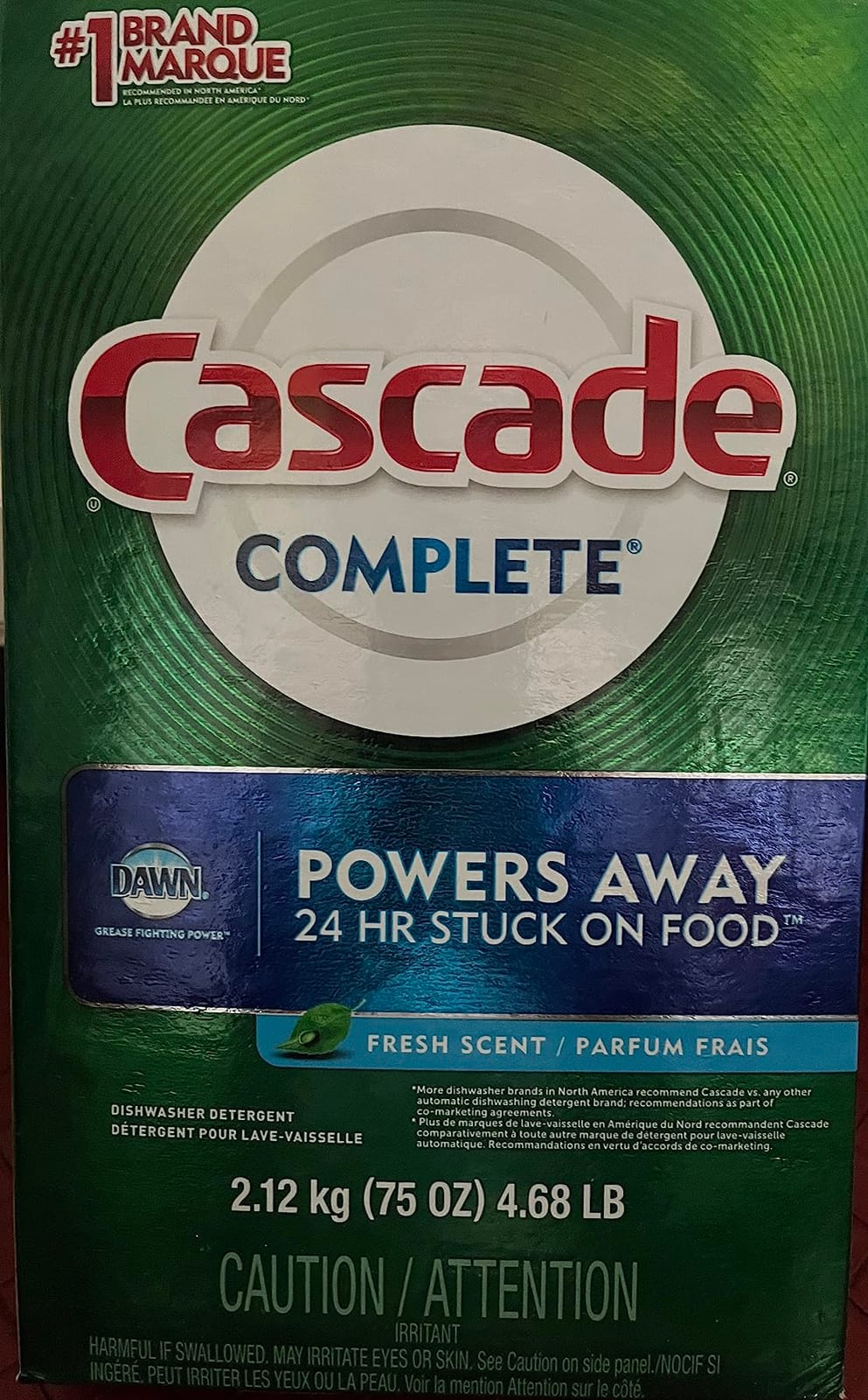 Cascade Complete Powder Dishwasher Detergent, Fresh Scent, 75 oz, White customer photo 2