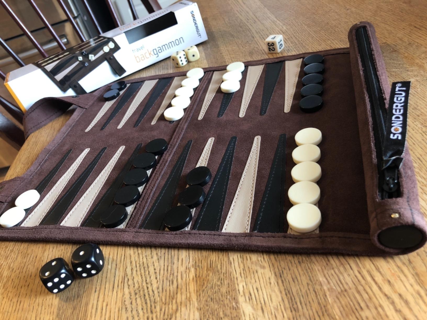 Sondergut Roll-Up Suede Backgammon Game (Color-Mocha) customer photo 2