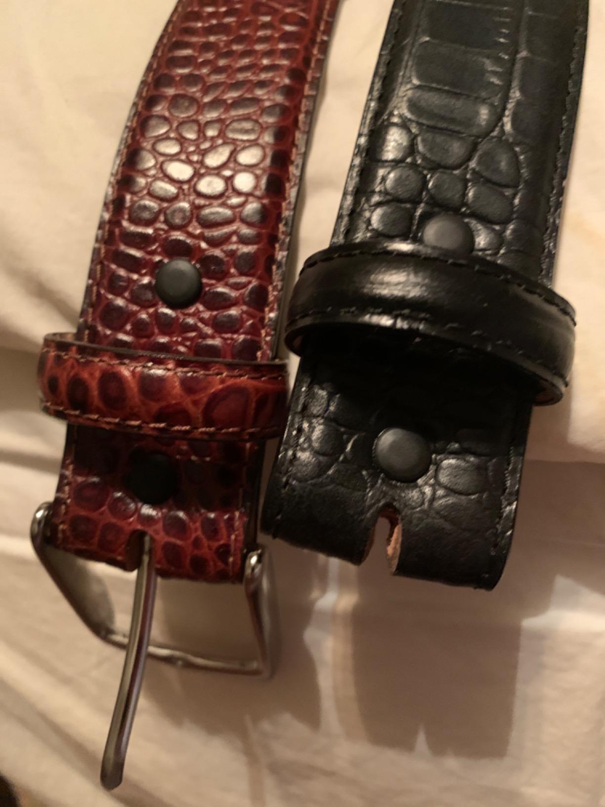 AE354 / A274 Genuine Full-Grain Cowhide Leather Dress Belt Nickel Finish Buckle 1-3/8''(35mm) Wide, 1