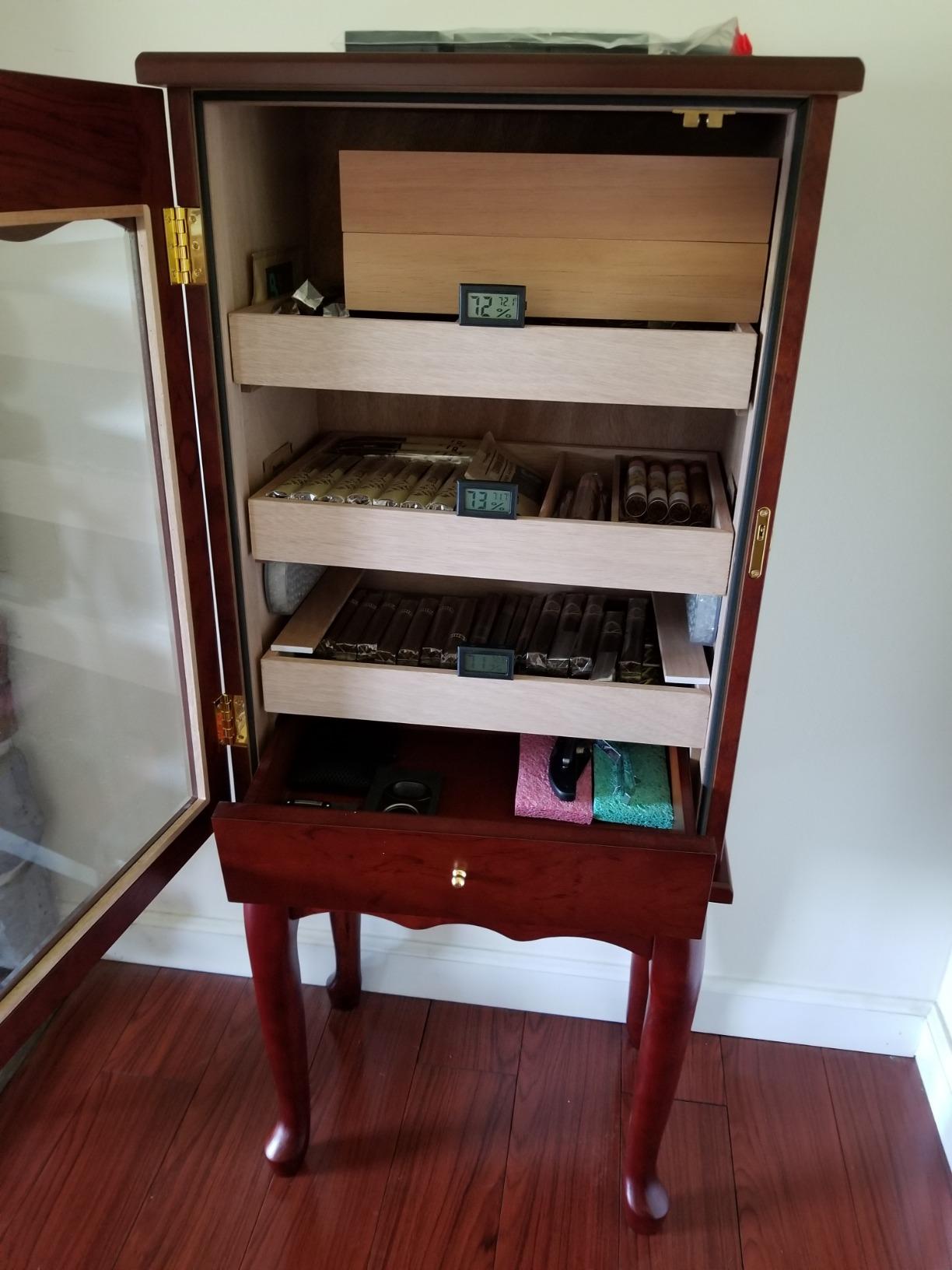 Prestige Import Group Belmont Freestanding Cigar Humidor Cabinet on Legs w/Glass Door - Bronze Mahogany Finish - 600 Capacity customer photo 1