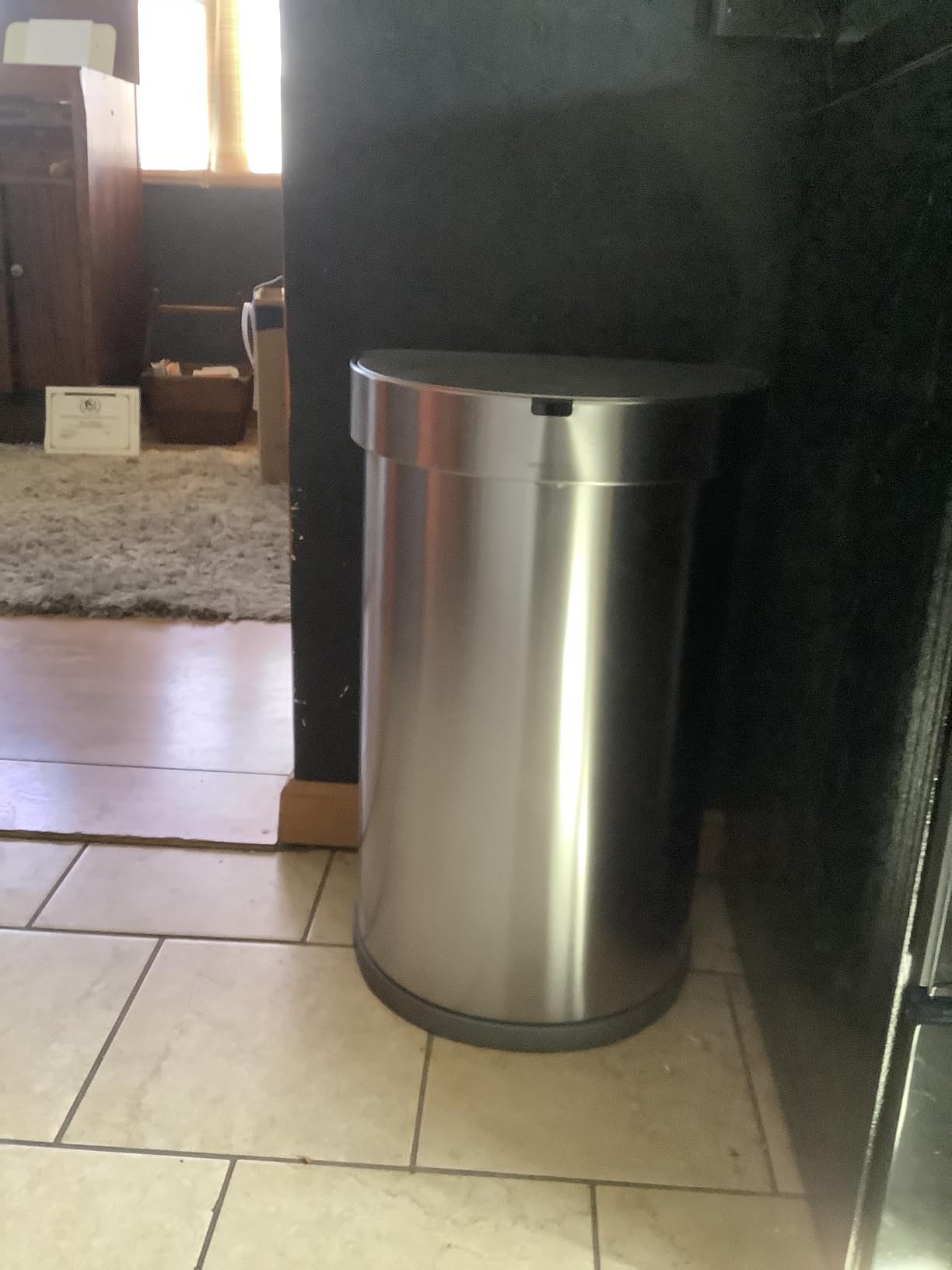 simplehuman 45 Liter / 12 Gallon Semi-Round Automatic Sensor Trash Can, Brushed Stainless Steel customer photo 1