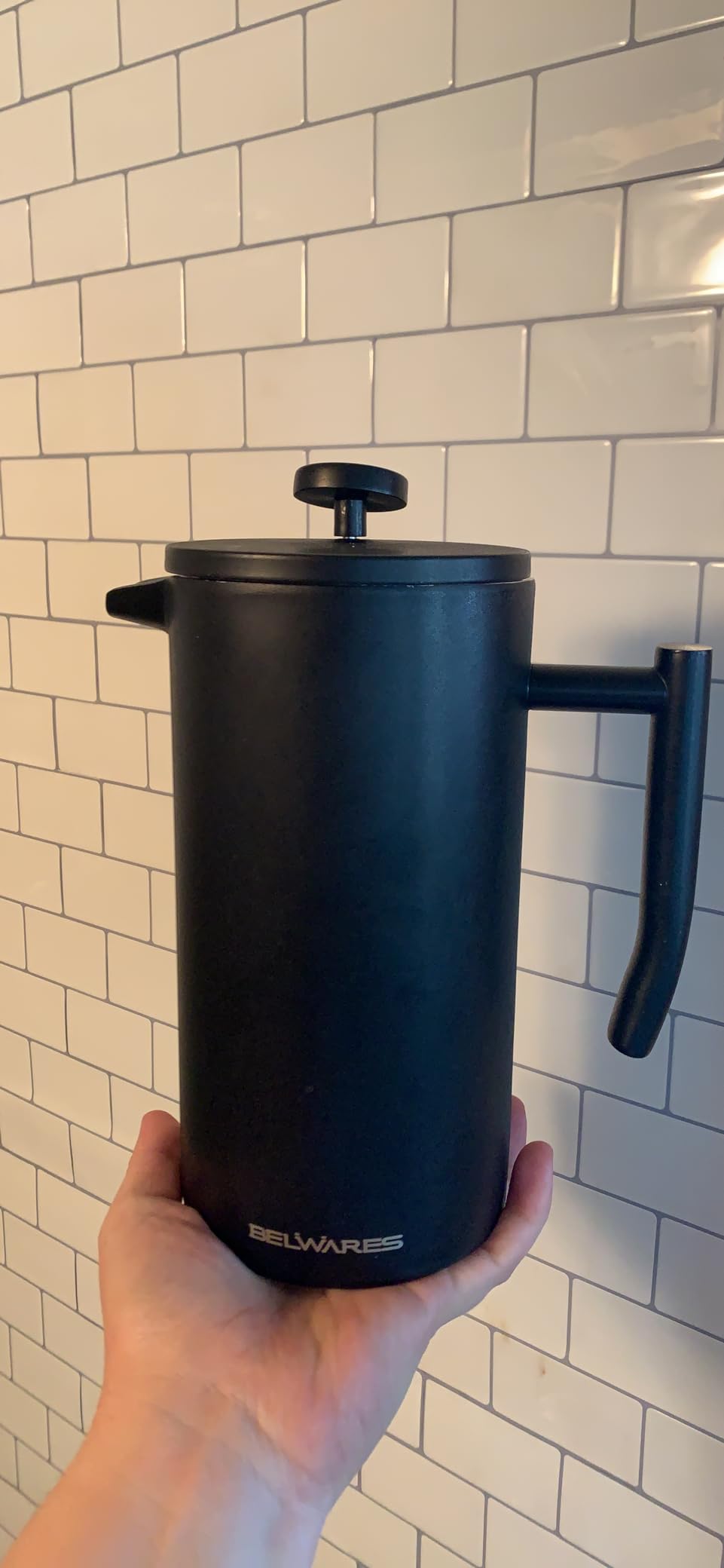Large Insulated French Press Coffee Maker, Matte-Black Stainless Steel 50oz customer photo 1