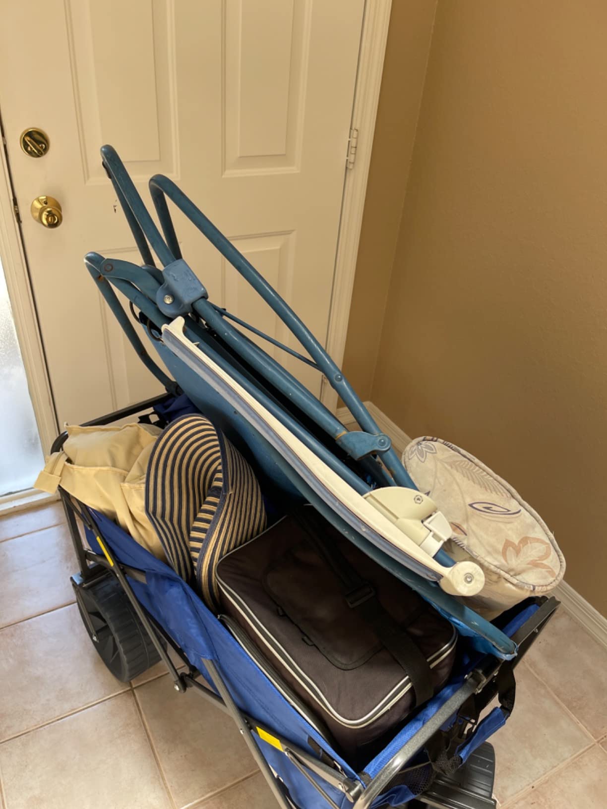 Mac Sports Heavy Duty Collapsible Folding All Terrain Utility Beach Wagon Cart, Blue/Black customer photo 2