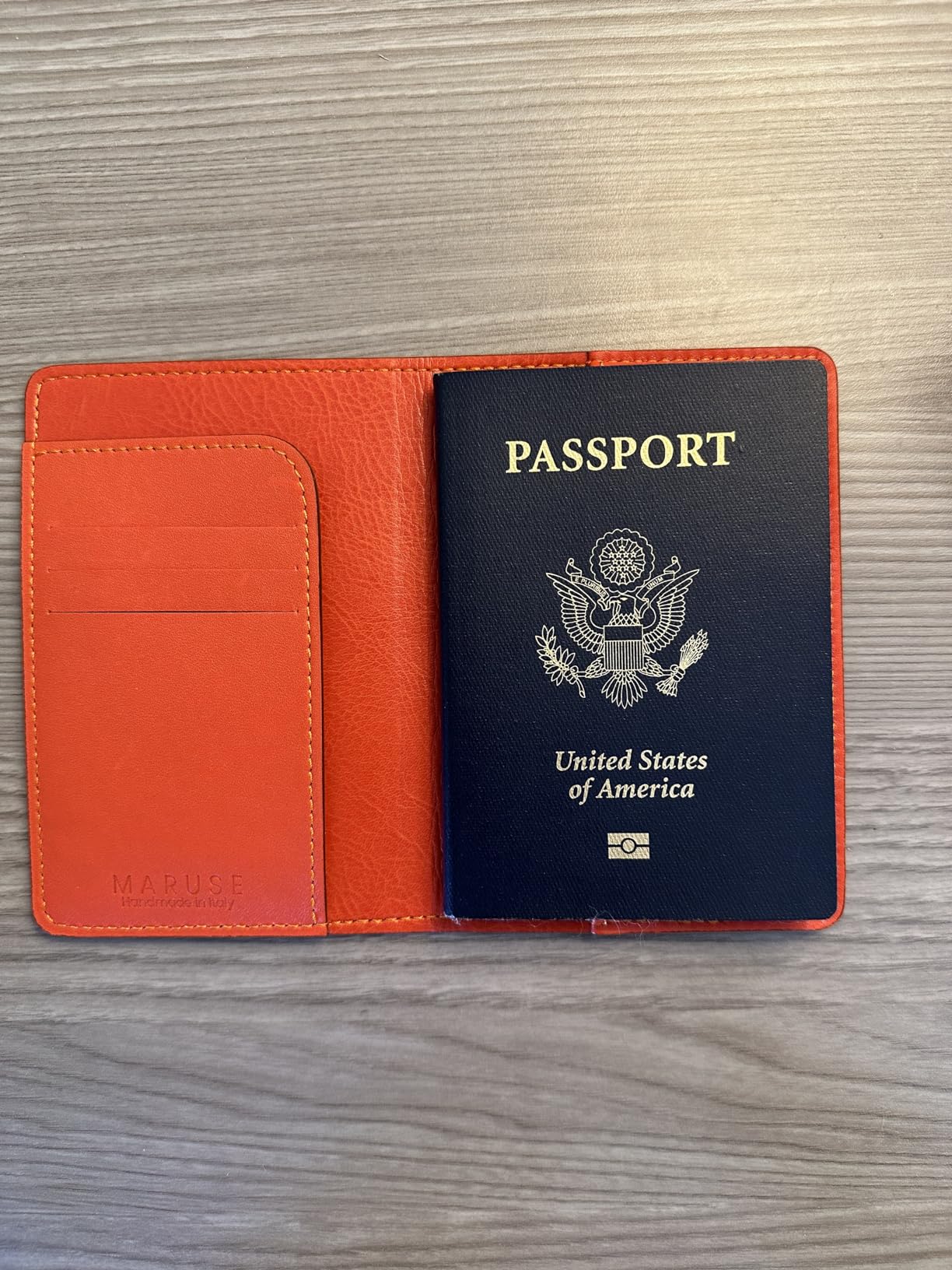 Maruse Leather Passport Holder, Handmade in Italy, Top-Grain Leather Passport Cover with Card Slots customer photo 2