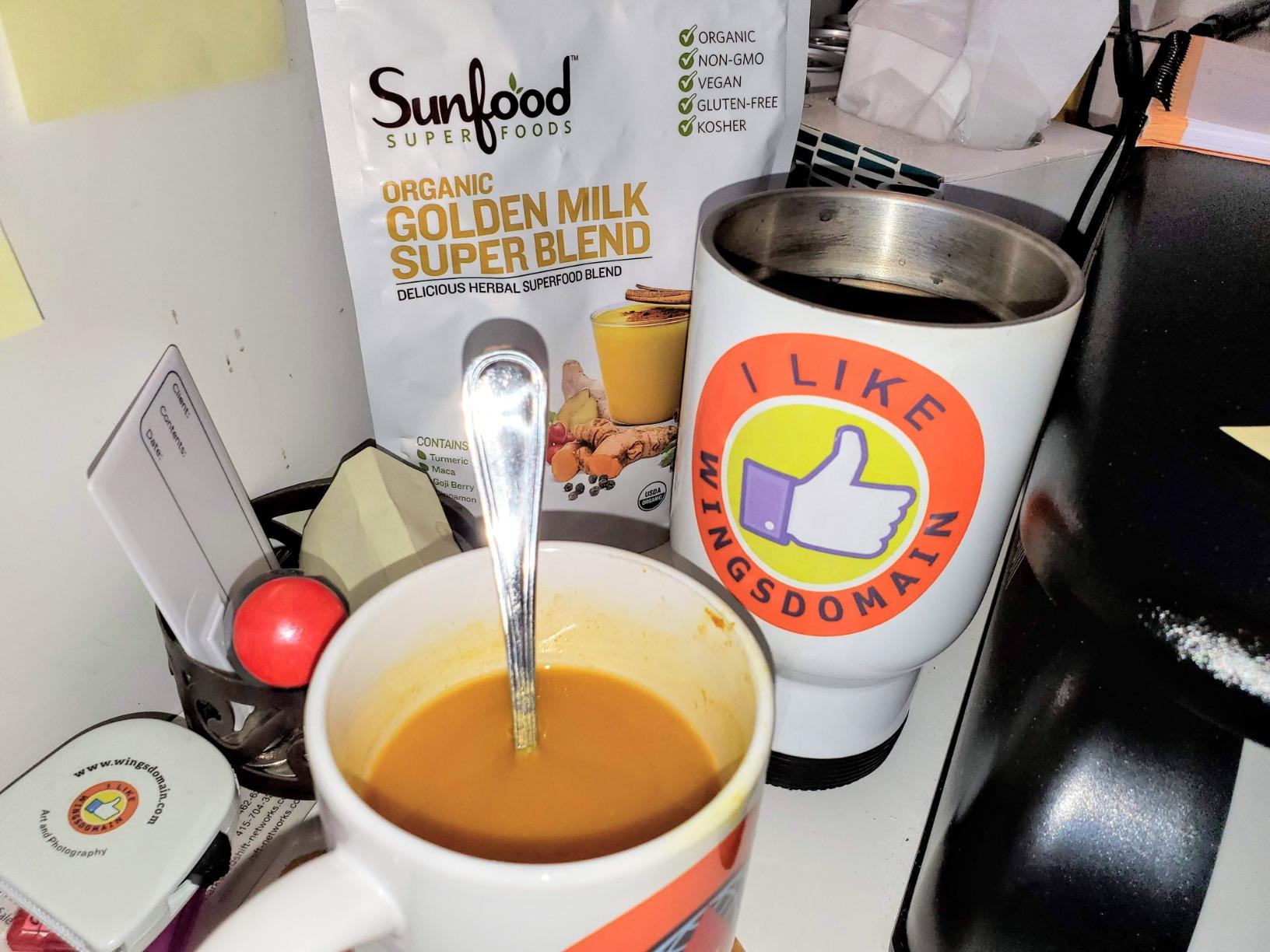 Sunfood Superfoods Organic Golden Milk Super Blend - Turmeric Latte Powder Mix with Ginger, Black Pepper, Cinnamon & Cardamom Spices, Vegan, USDA Organic, Gluten Free - 6 oz customer photo 1