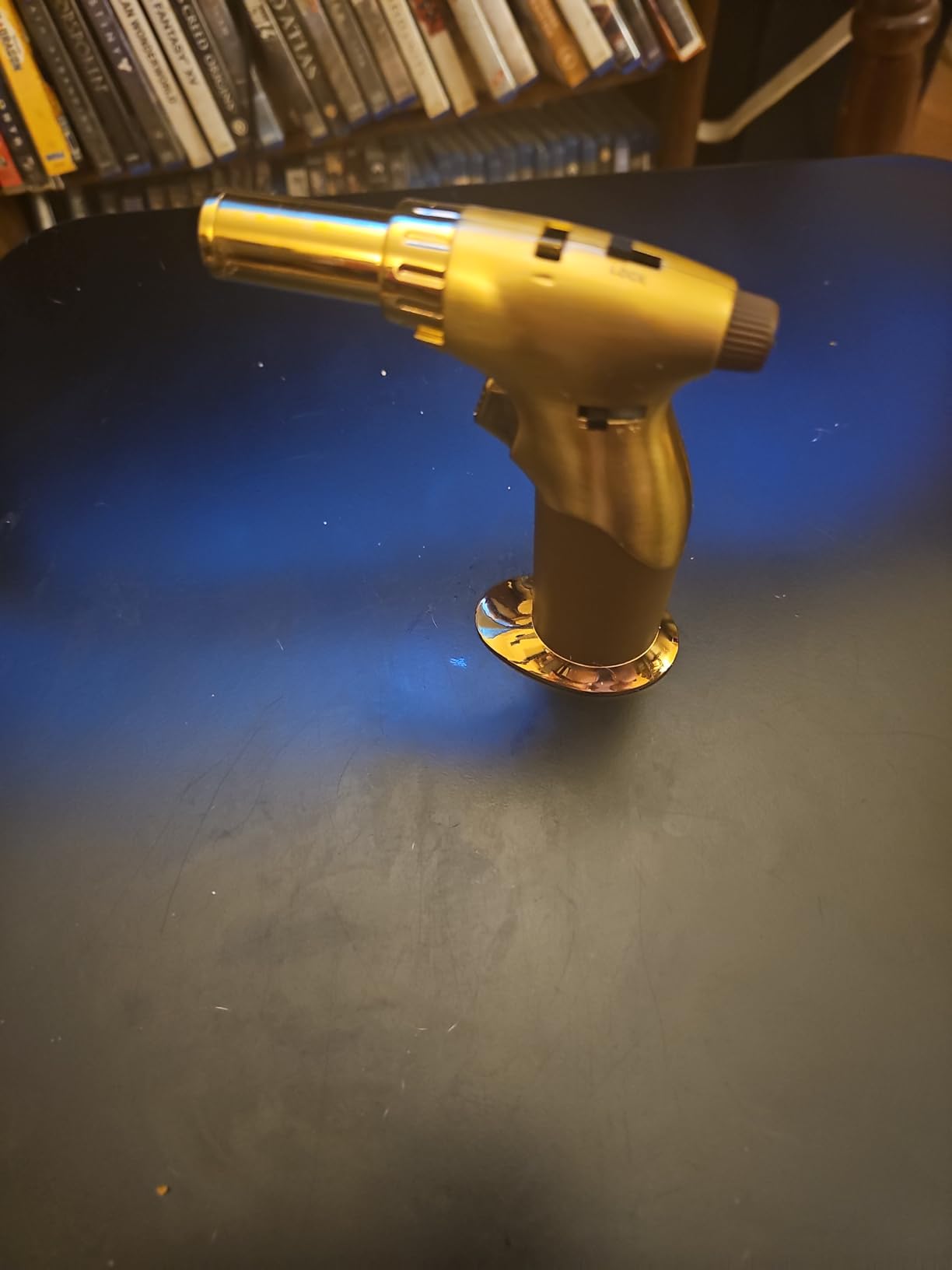 Dual Flame Butane Torch Gun - Refillable Luxury Hand Held Mini Blow Torch for Cooking, Creme Brulee, Soldering, Welding, & Resin Art - Adjustable Flame with Ignition Lock - Gold Brown by inZaynity® customer photo 1