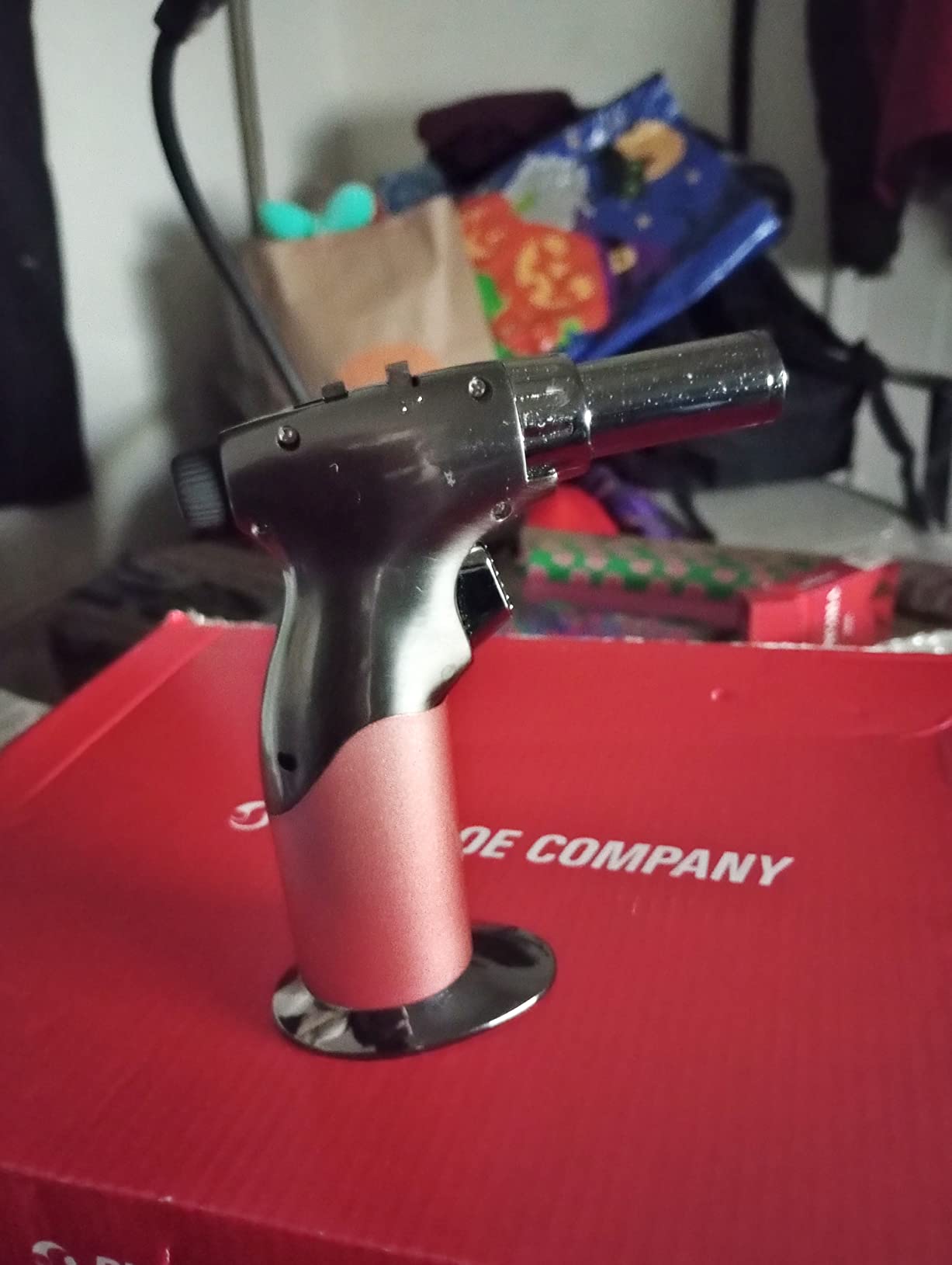 Dual Flame Butane Torch Gun - Refillable Luxury Hand Held Mini Blow Torch for Cooking, Creme Brulee, Soldering, Welding, & Resin Art - Adjustable Flame with Ignition Lock - Gold Brown by inZaynity® customer photo 2