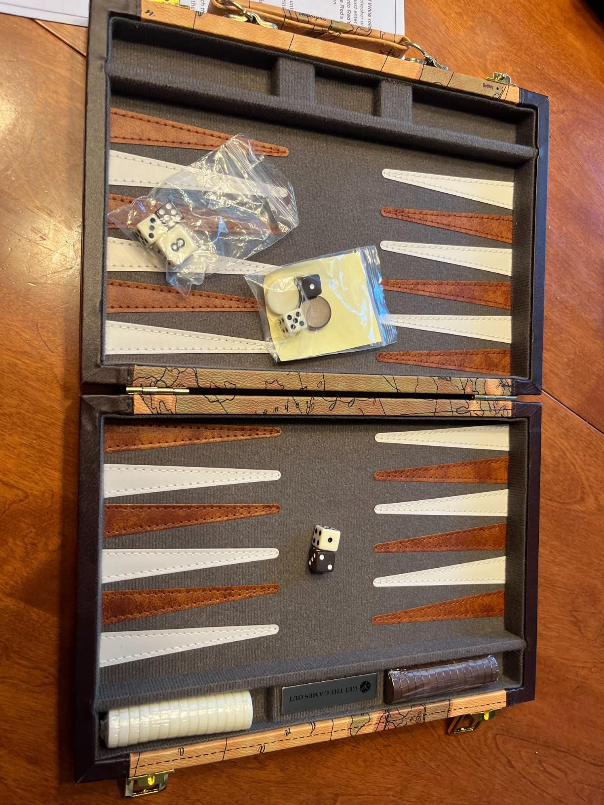 Get The Games Out Backgammon Set, Classic Board Game Case, 2 Players, Includes Strategy & Tip Guide, Perfect for Parties and Family Game Nights - Large, Map customer photo 1