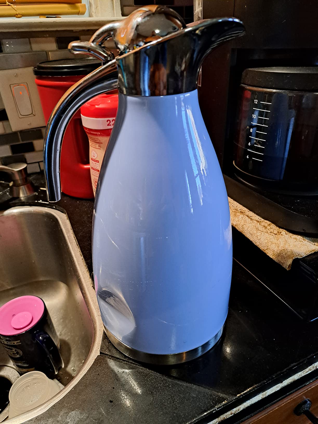 Sumerflos 68 Oz Stainless Steel Coffee Thermal Carafe/Double Walled Vacuum Thermos Insulated / 12 Hour Heat Retention(Silver) customer photo 2