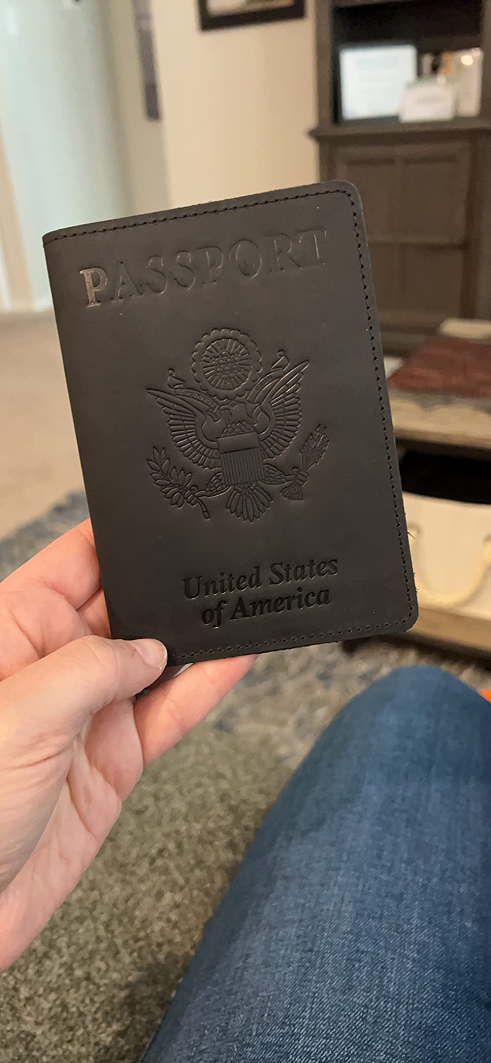 Genuine Leather Passport Holder Travel Wallet RFID Passport Cover Case for Women Men (Black) customer photo 2