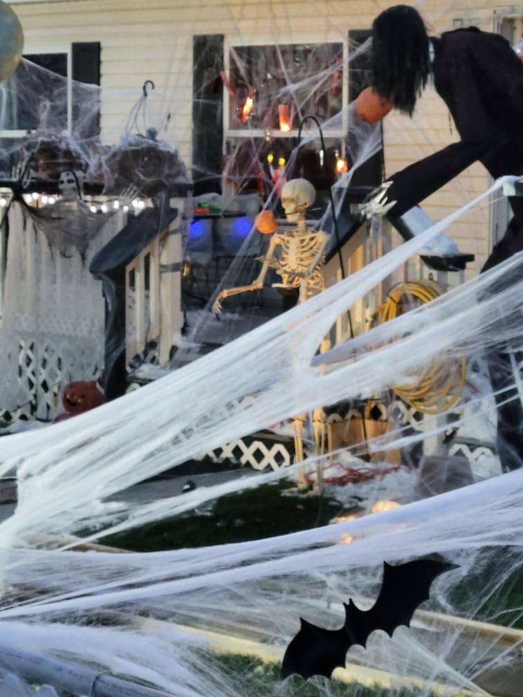 1000 sqft Spider Webs Halloween Decorations with 30 Fake Spiders customer photo 2