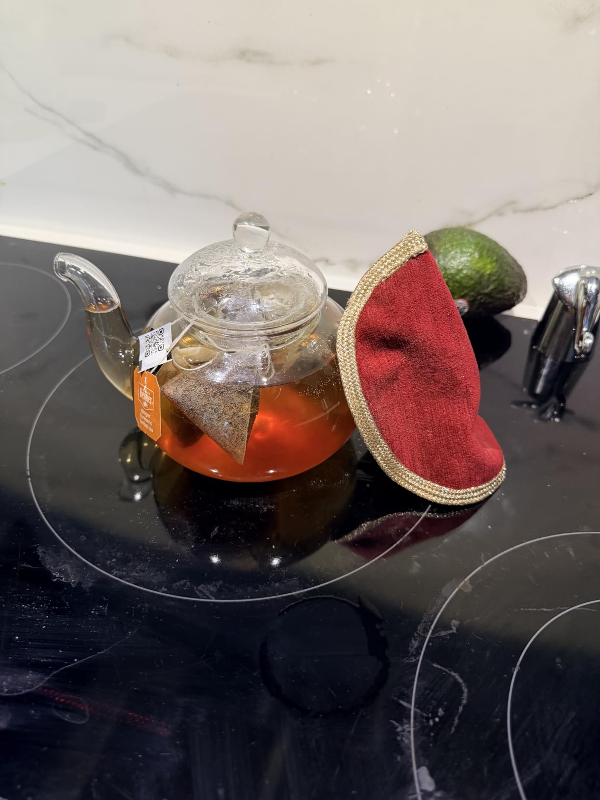 CNGLASS Glass Teapot Stovetop Safe,Clear Teapot with Removable Infuser 20.3 oz,Loose Leaf and Blooming Tea Maker customer photo 2