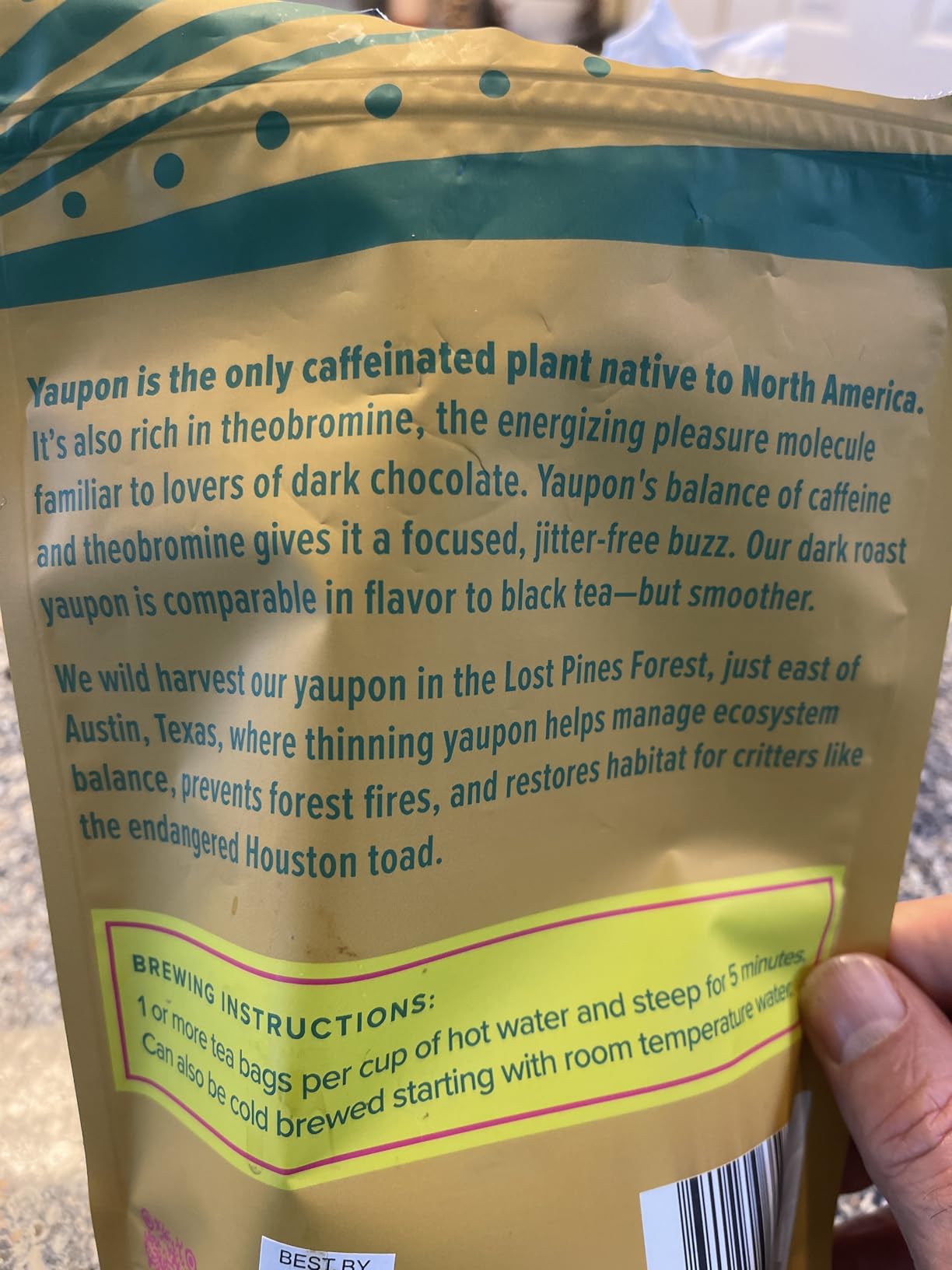 𝗟𝗢𝗦𝗧 𝗣𝗜𝗡𝗘𝗦 𝗬𝗔𝗨𝗣𝗢𝗡 𝗧𝗘𝗔 Dark Roast, 50 Tea Bags - Regenertative, sustainable, wild harvested yaupon, the only caffeinated plant native to North America customer photo 2